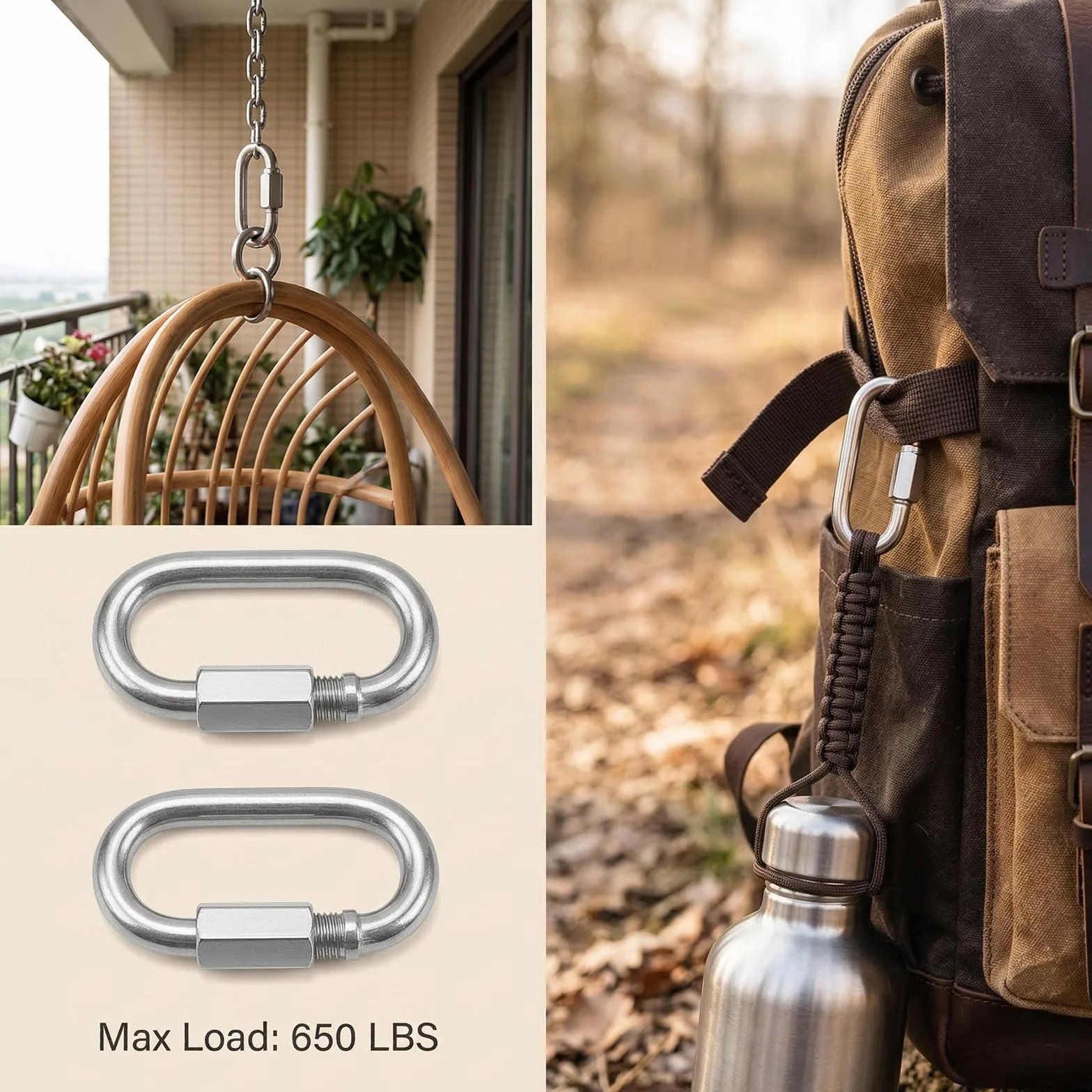 Maillon Rapide Mousqueton à Vis M5 Galvanisé 14 Pièces avec Boucles Porte-clés