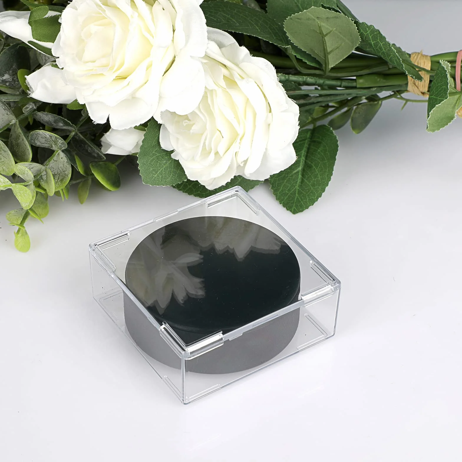 BTSKY Lot de 4 supports carrés transparents empilables pour palets de hockey sur glace