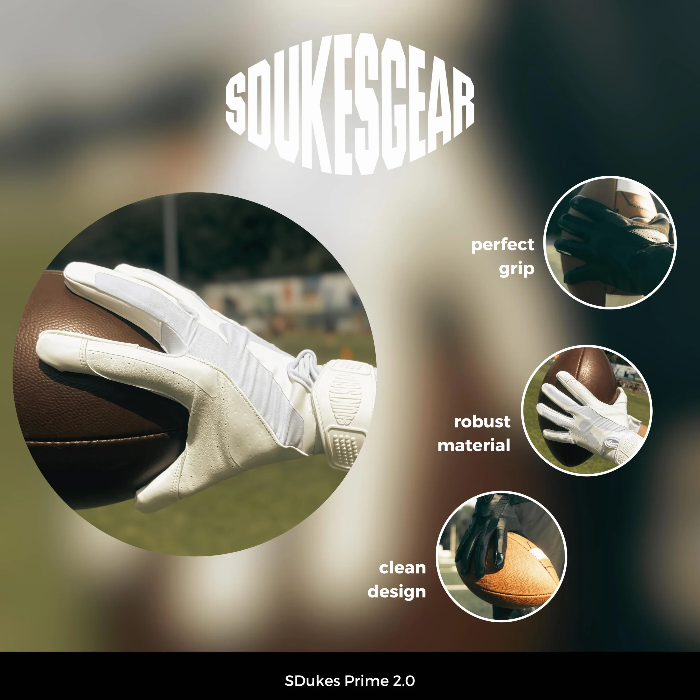 Prime 2.0 Gants de football américain Récepteur