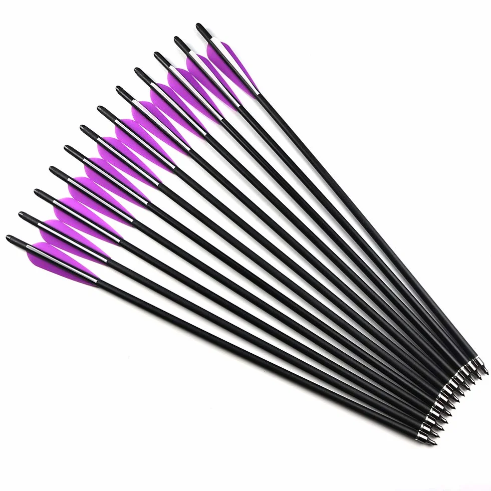 ACCMOS Flèches de Carbone pour Arbalète de Chasse 16-22 pouces Diamètre Intérieur 7.6mm Pointe en Acier Amovible