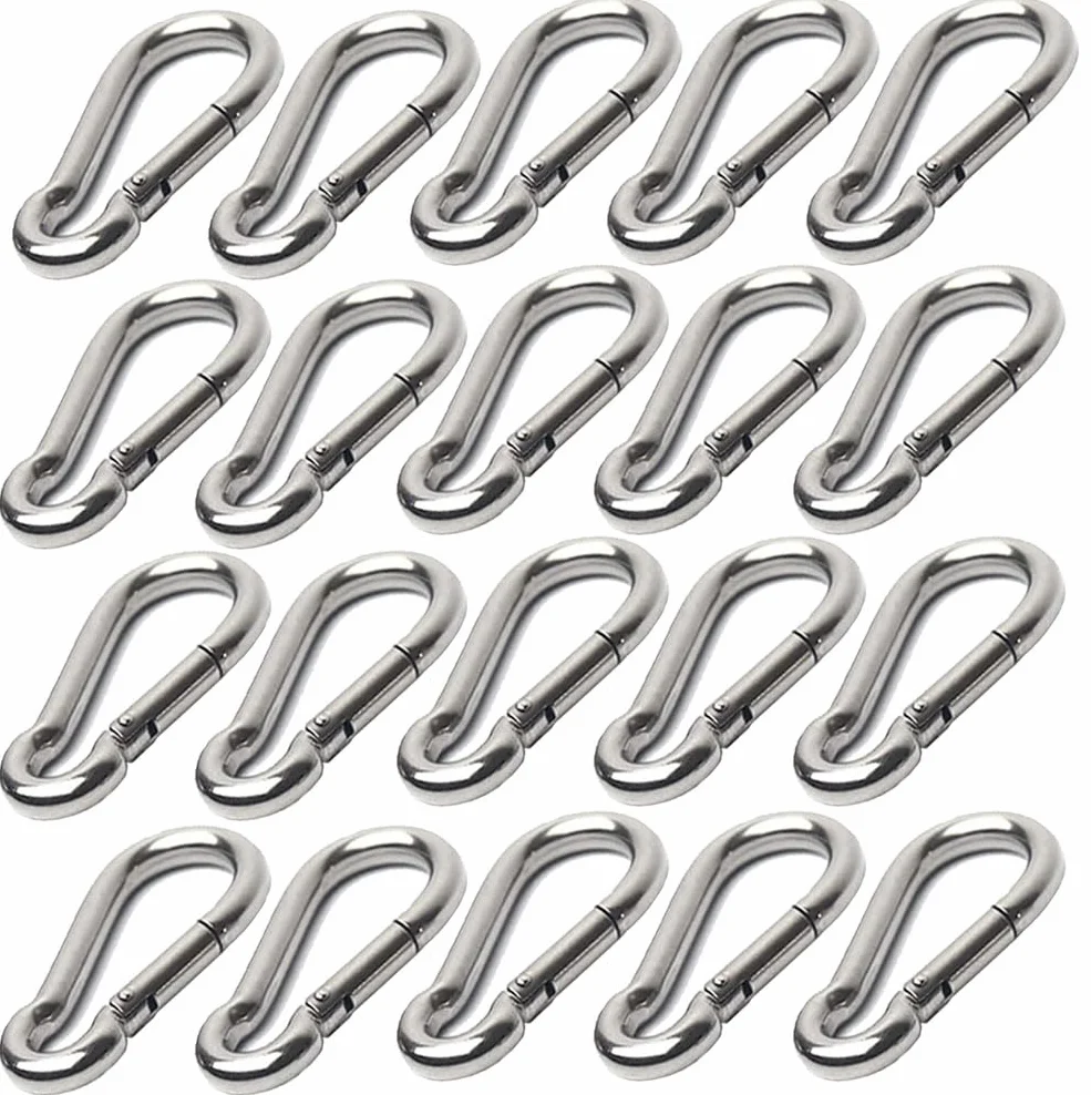 Mousquetons en Acier Inoxydable 304 M5 50 x 5 mm pour Porte-clés Camping Pêche Randonnée