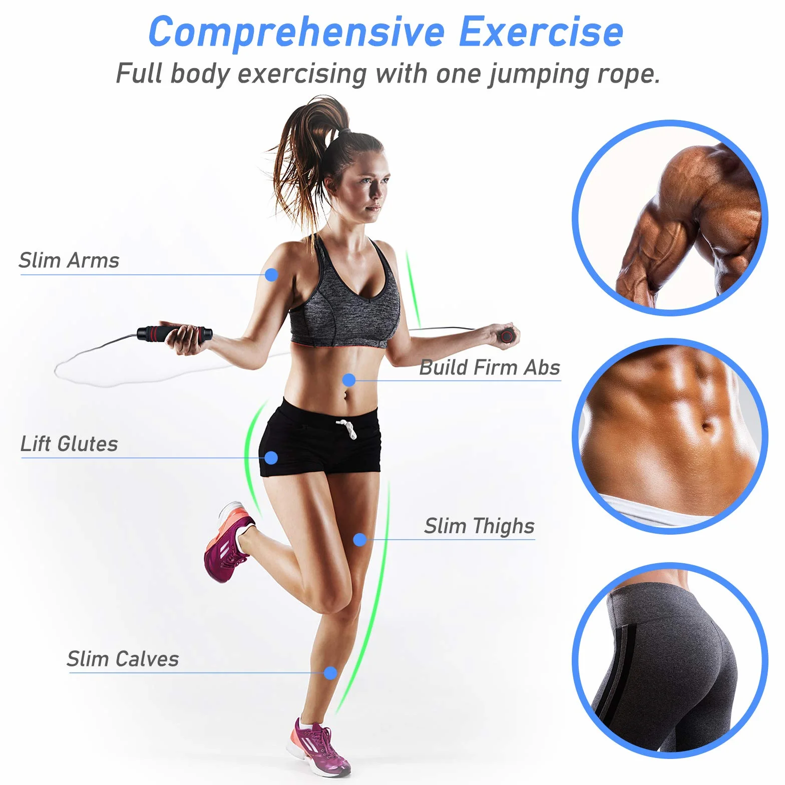 Blukar Corde à Sauter Speed Jump Rope Réglable Roulements à Billes en Acier Poignées Antidérapantes en Mousse Câble en Acier Fitness Crossfit Boxe GYM 3M