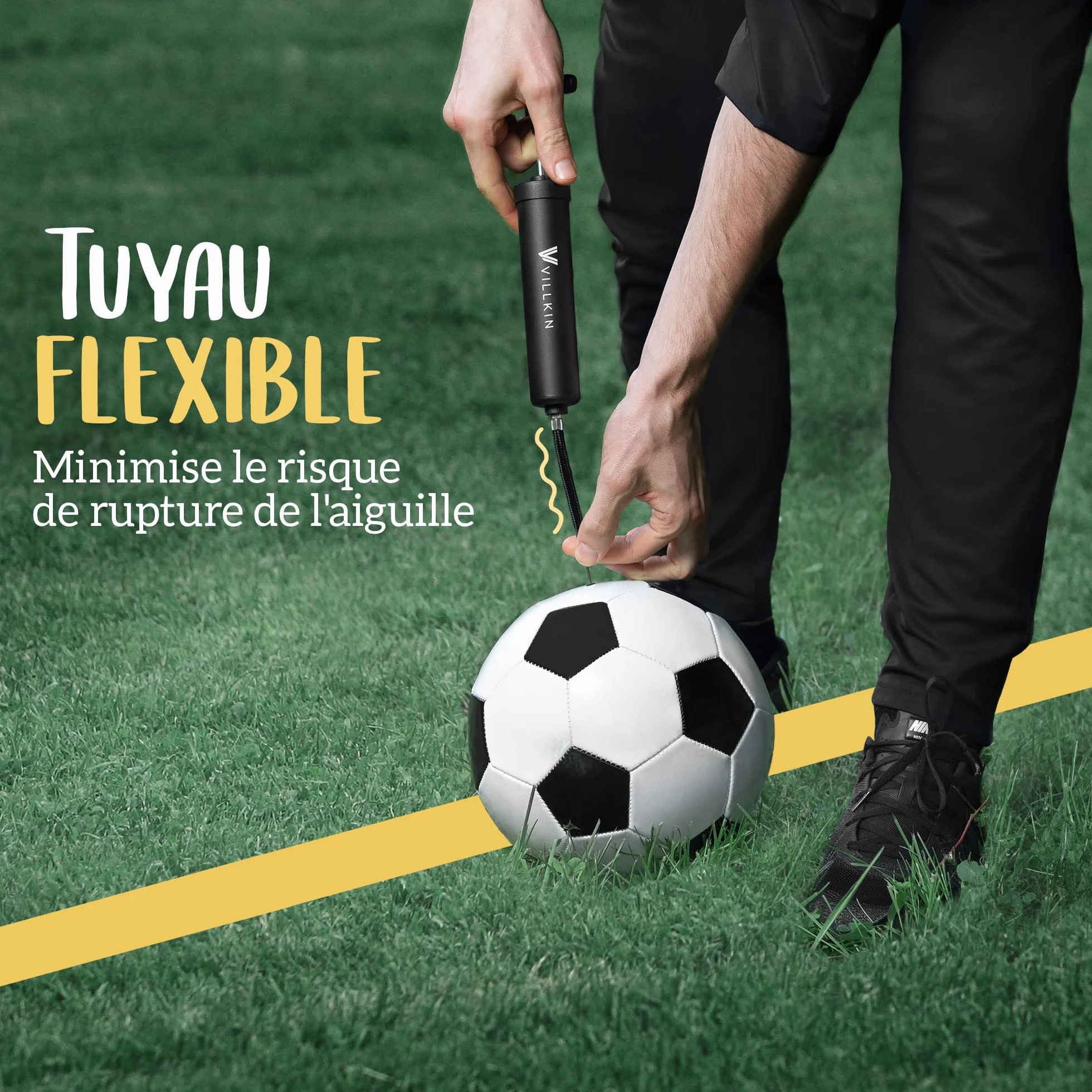 Villkin Pompe à ballon avec compartiment à aiguilles – 4 aiguilles métal, 2 plastique, 1 tuyau