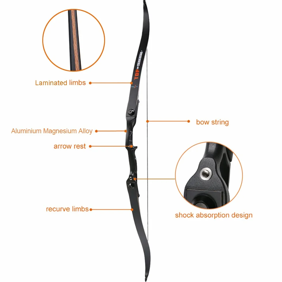 Ensemble de tir à l'arc Takedown Arc Classique 56" Poignées Aluminium 30 LB Kits pour Cible Chasse Tir