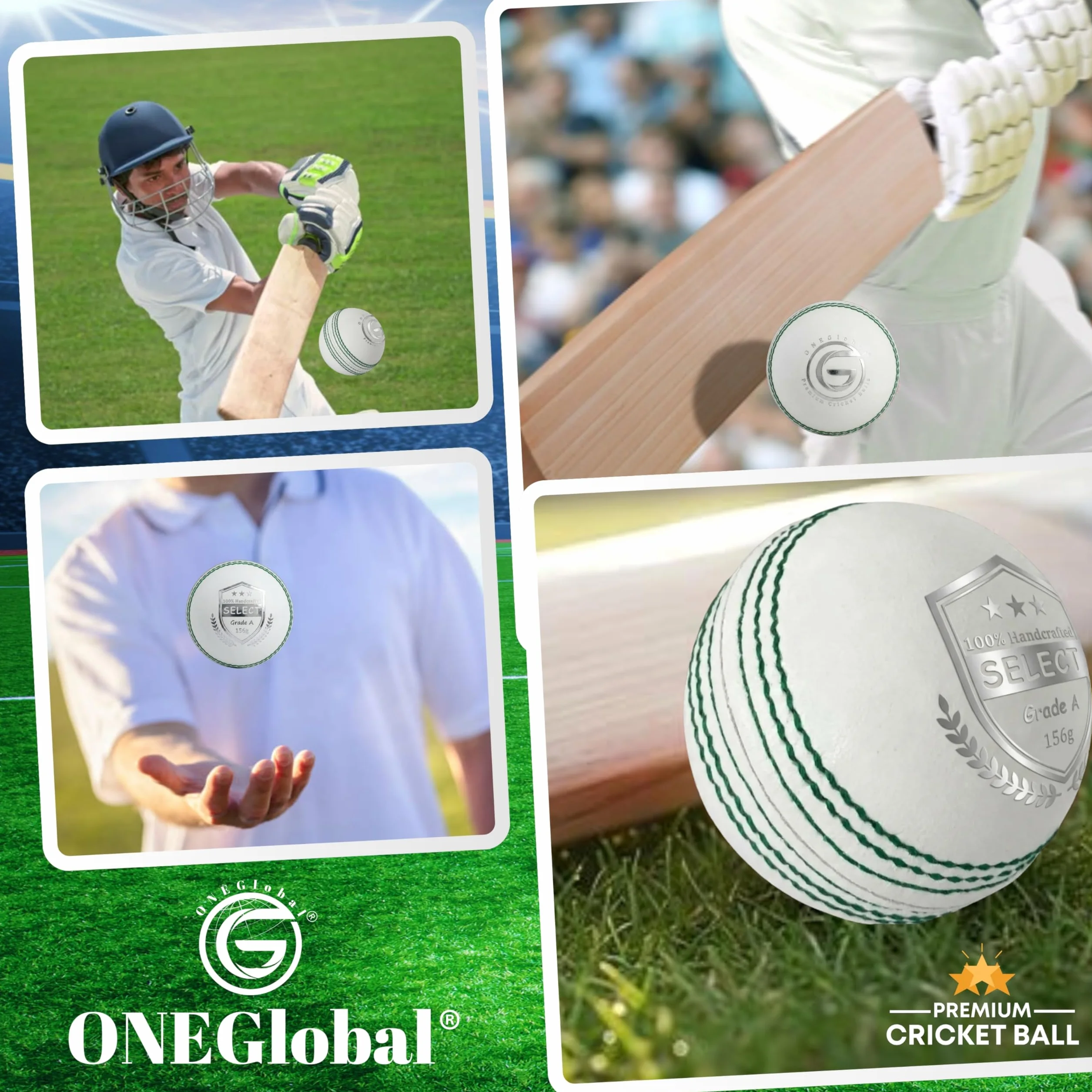 Balle de cricket en cuir 156 g 5,5 oz 4 pièces fabriquée à la main T20 entraînement