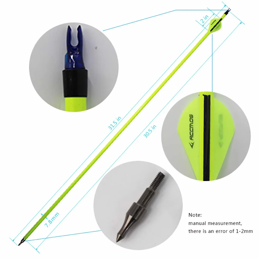 ACCMOS 6/12/24/48pièces Flèches Pro en Carbone Mixte 22.5-30pouces Spine 500 pour Arc Recurve Arc à Poulies