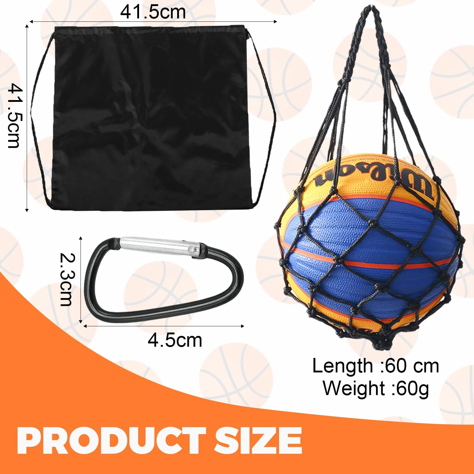 Sac à Dos de Basketball avec Poche Filet et Mousqueton
