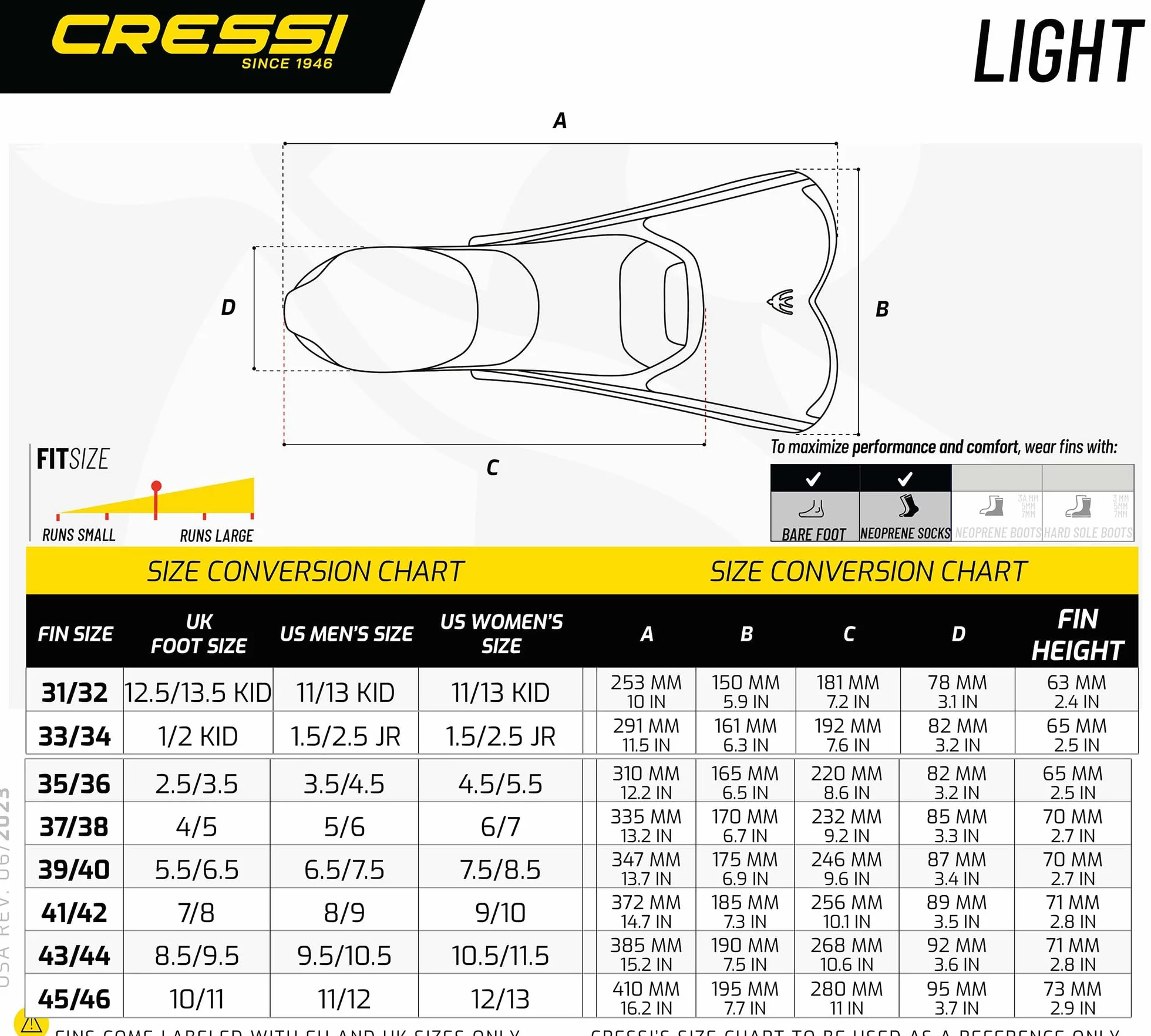 CRESSI Light Palmes Courtes Piscine Entraînement Musculaire avec Chausson Souple pour Natation, Snorkeling, Apnée