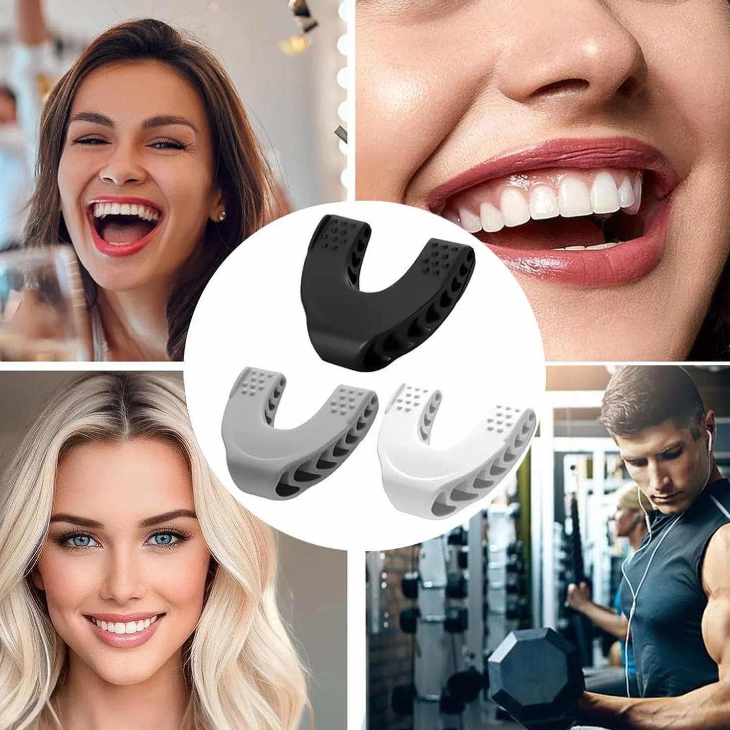 Exerciseur de Mâchoire en Silicone, Jawline Trainer, 3 Pièces