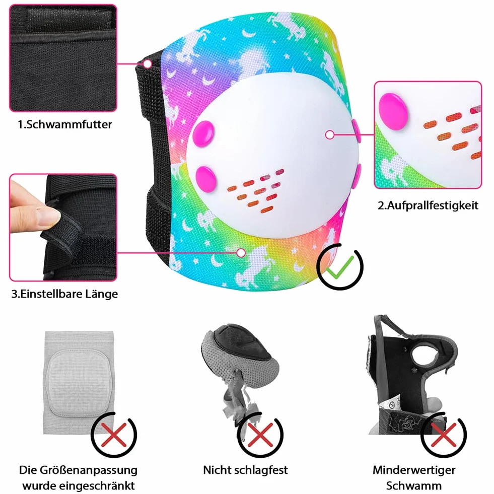 Kit Protection Roller Enfant Fille Genouillère Coude Poignet Ajustable Skateboard
