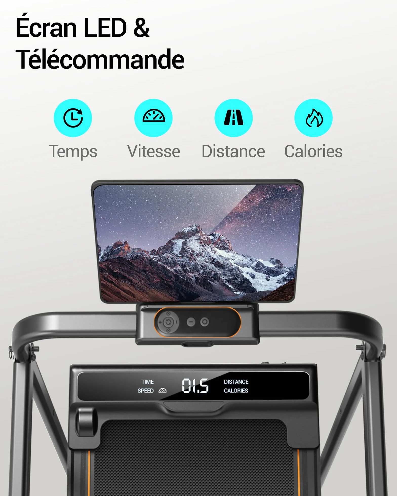 UMAY Tapis de Course Pliable Inclinable 16%, 10KM/H, Affichage LED, Télécommande, 3.0 CV, Max Charge 136KG