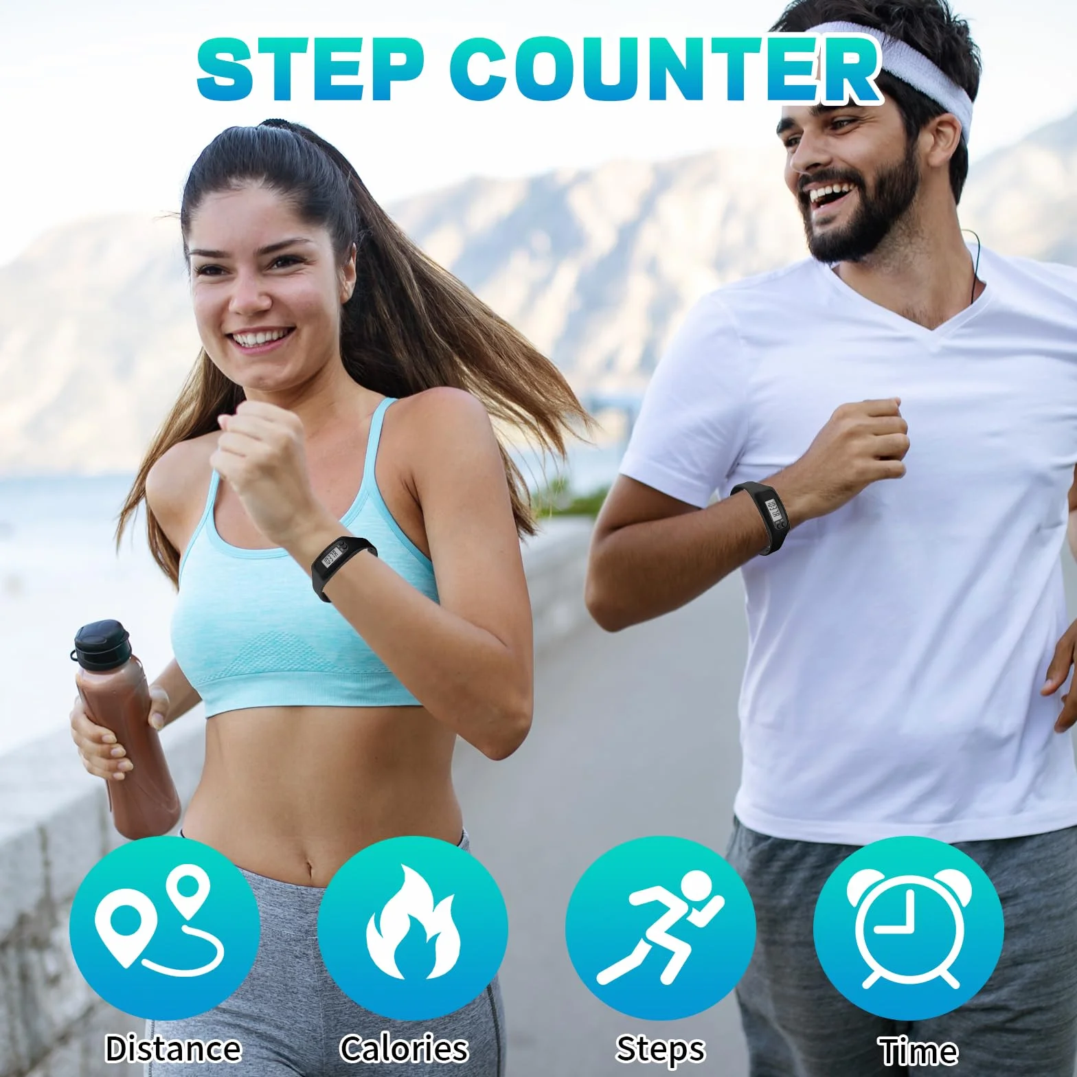 Podomètre Bracelet 3D Compteur de Pas sans Application Marche Fitness