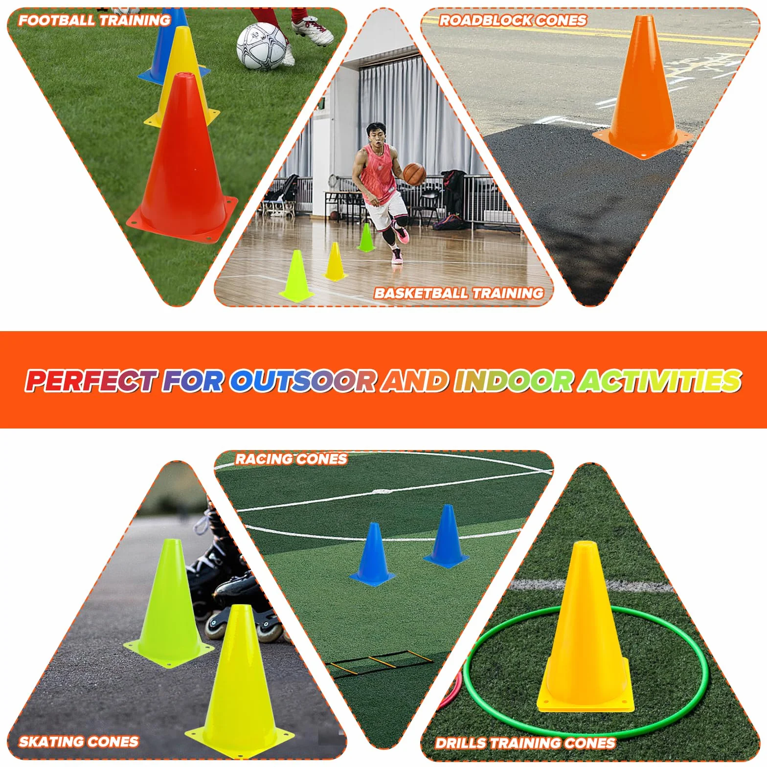 Cônes De Signalisation 12 Pièces pour Football, Sport, Entraînement
