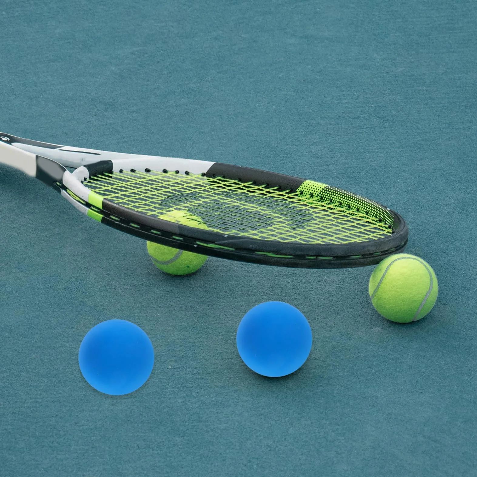 Ballons d'Entraînement Racquetball en Caoutchouc Creux Bleu - Lot de 4 pour Squash Rebond Élevé