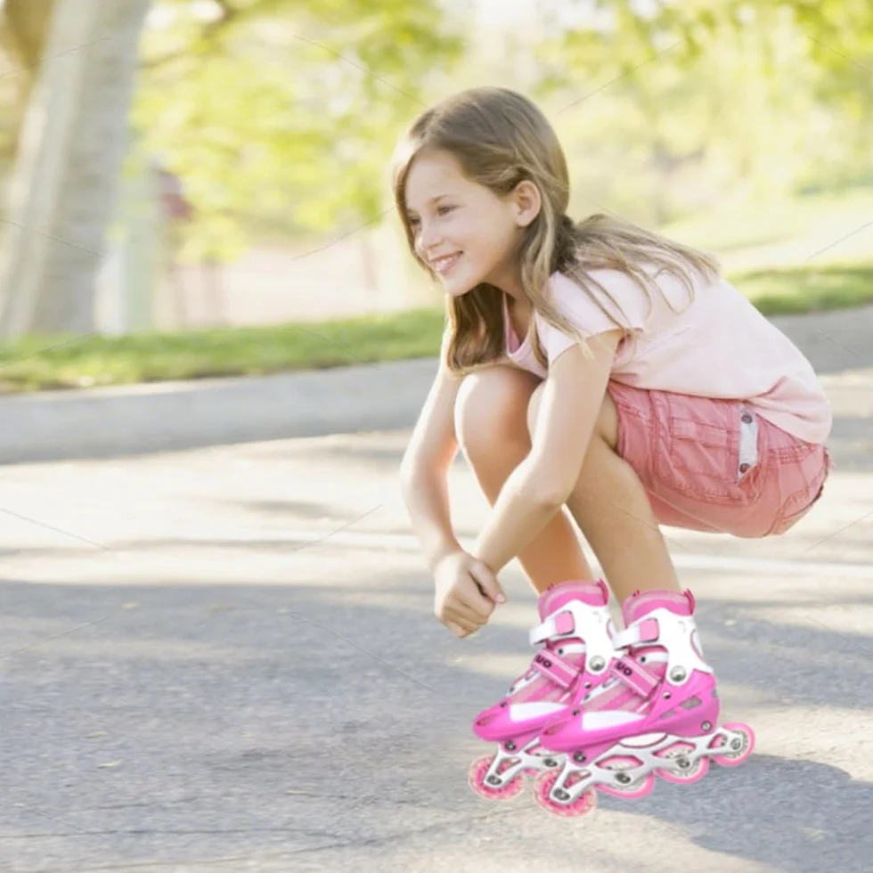Patins à roulettes réglables Enfant Fille 3-9 Ans Lumières Débutants
