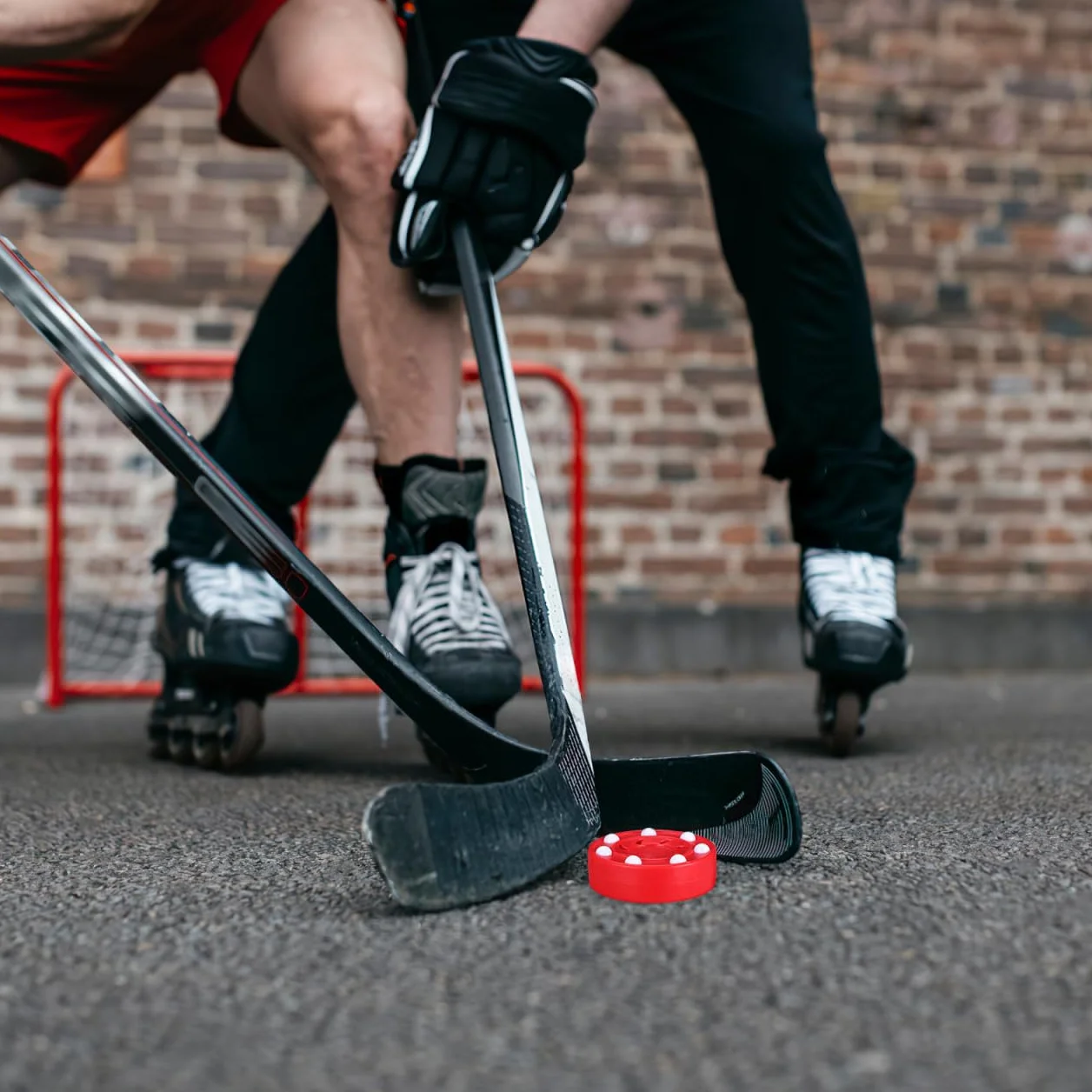 Lot de 2 Rollers de Hockey en Plein air Puck Street Hockey intérieur Hockey sur Glace Green Biscuit Pro Puck Roller Hockey Jeu d'entraînement
