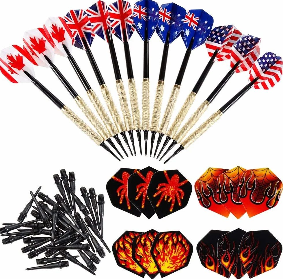 Nabance Fléchettes Pointe Plastique 12 Ailettes 36 Pointes Set pour Cible Électronique