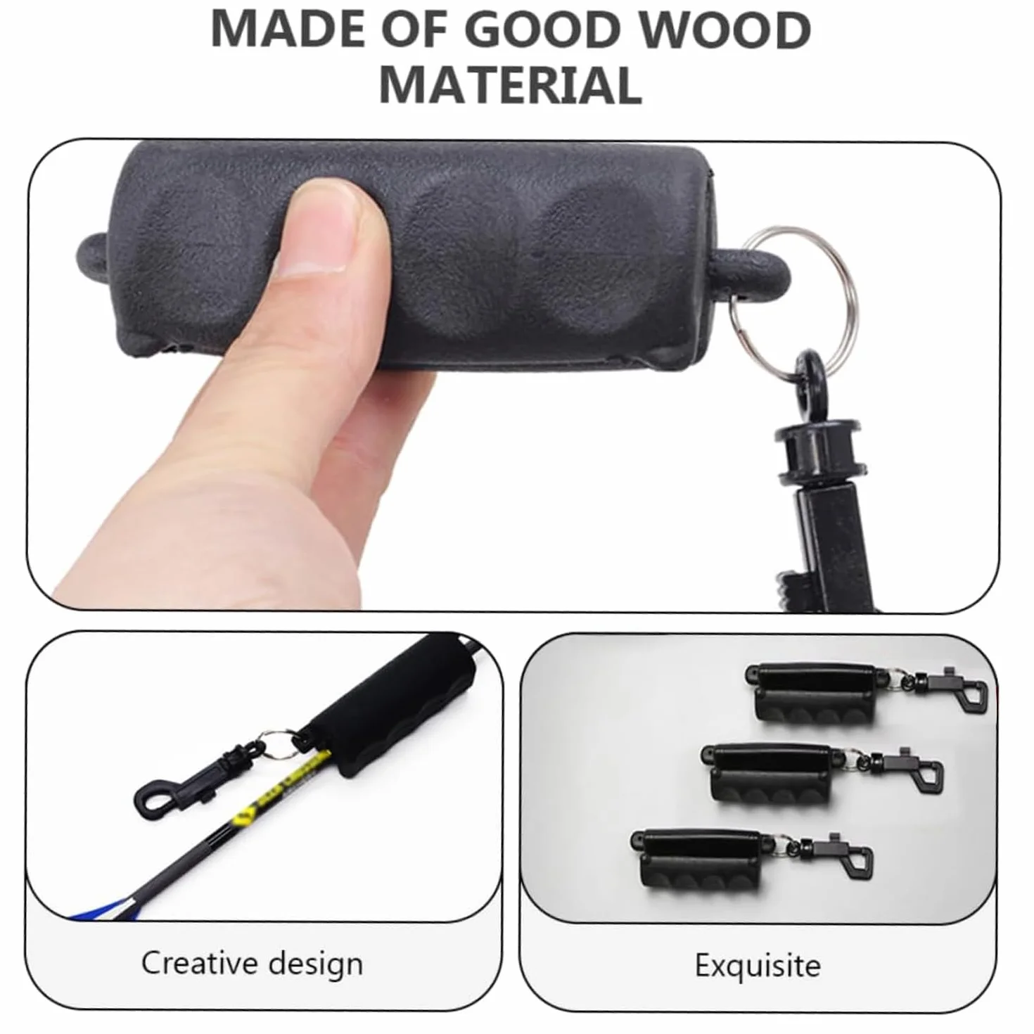 Tige de Tirage d'Arc en Silicone Antidérapante avec Porte-Clés Noir