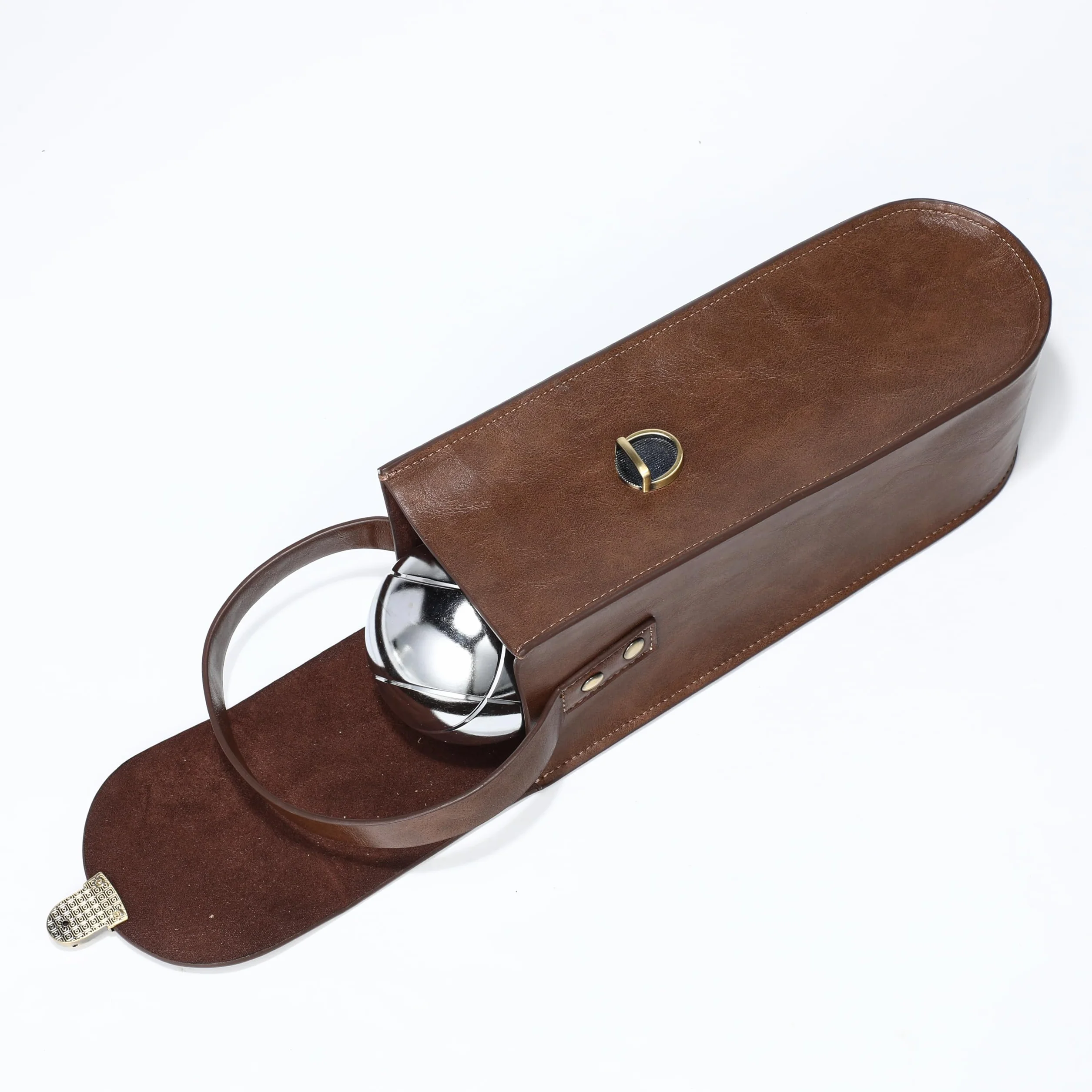 Étui de Rangement Sacoche Boules Pétanque Compact pour 3 Boules avec Poignée et Fermoir Métallique