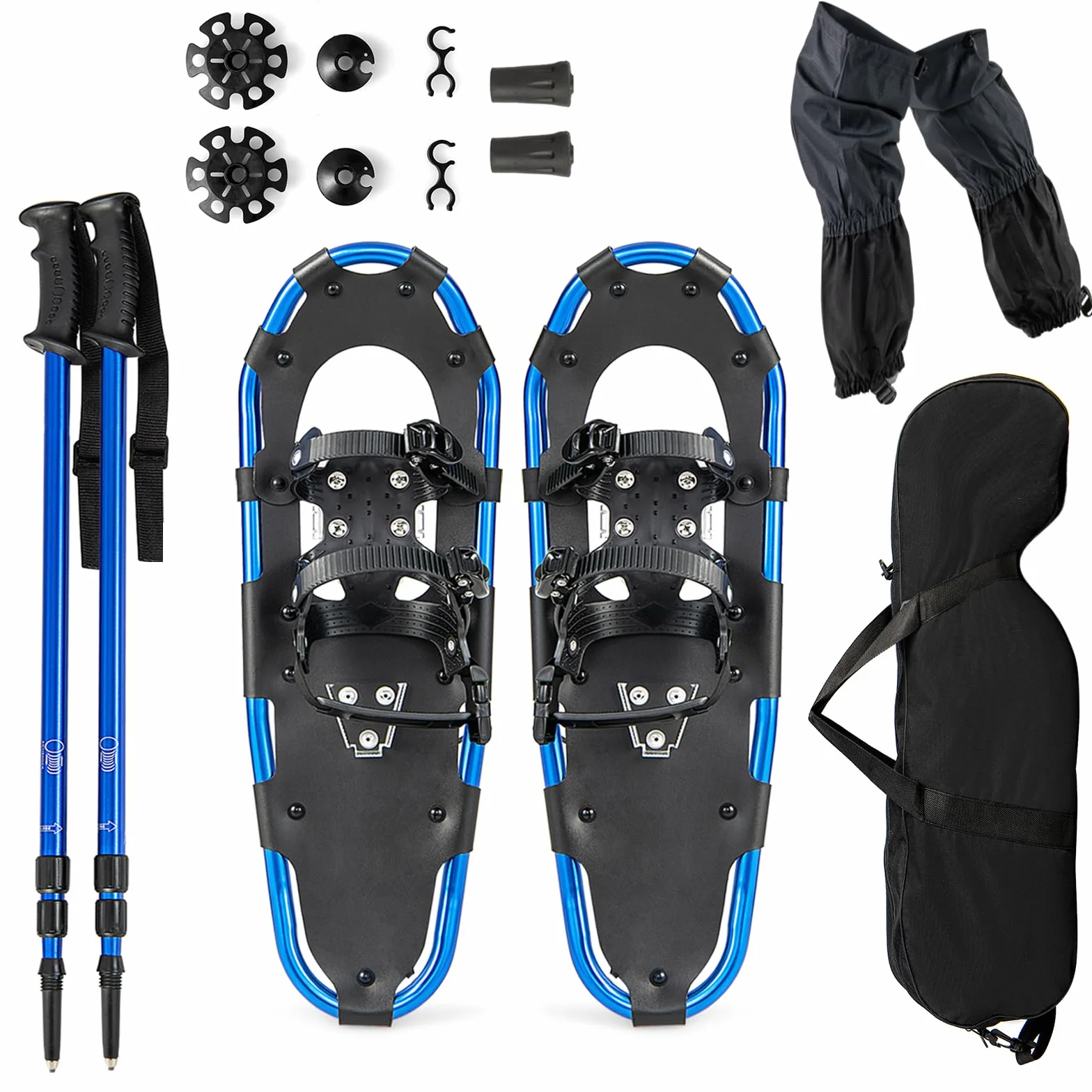 SOARS Kit de Raquette à Neige 4 en 1, Raquettes Aluminium avec Bâton Téléscopique, Sac, Guêtres