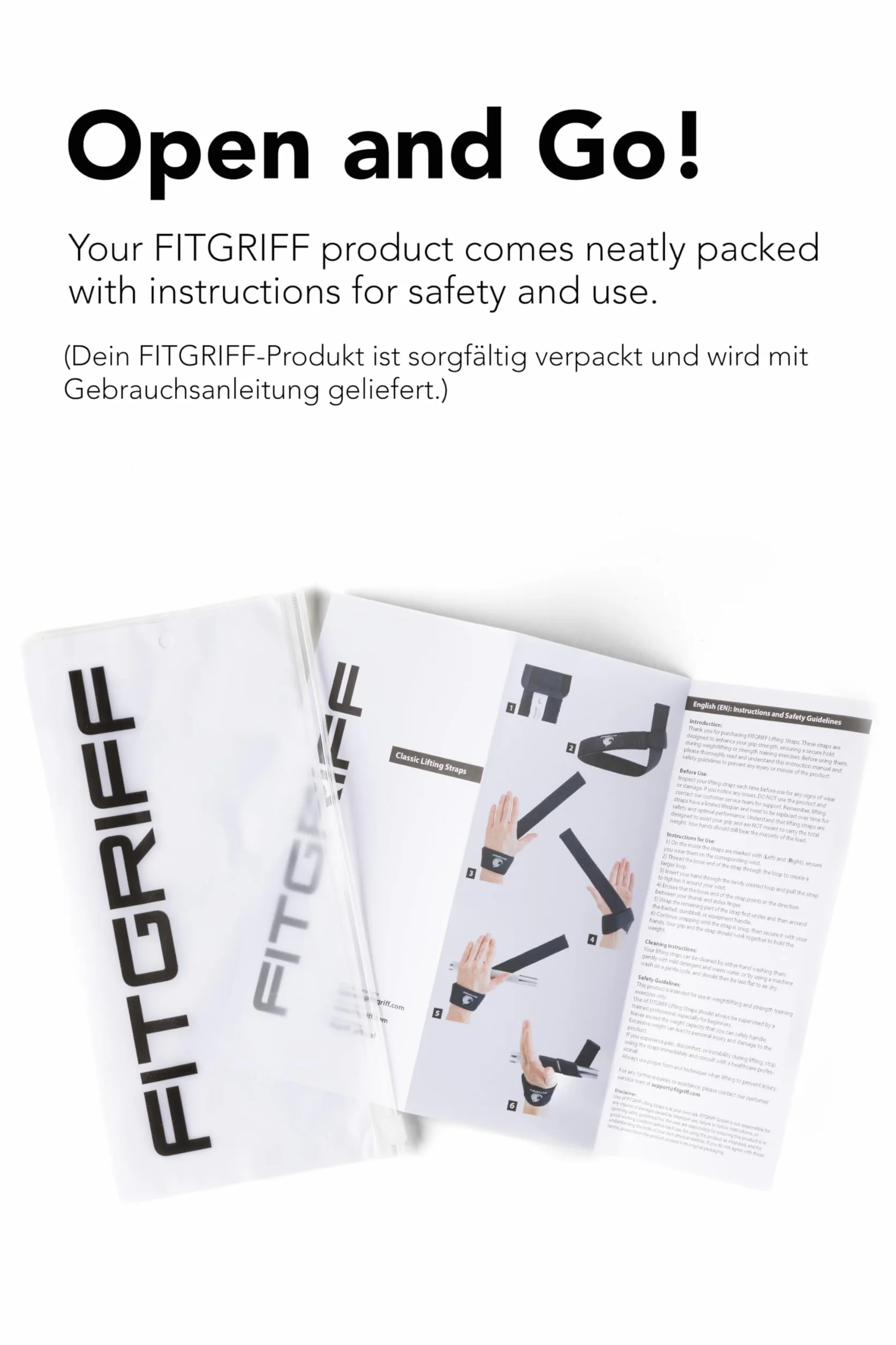 Fitgriff® Sangle de Tirage Musculation - Lifting Straps pour Fitness, Levage, Gym - Accessoires Salle de Sport