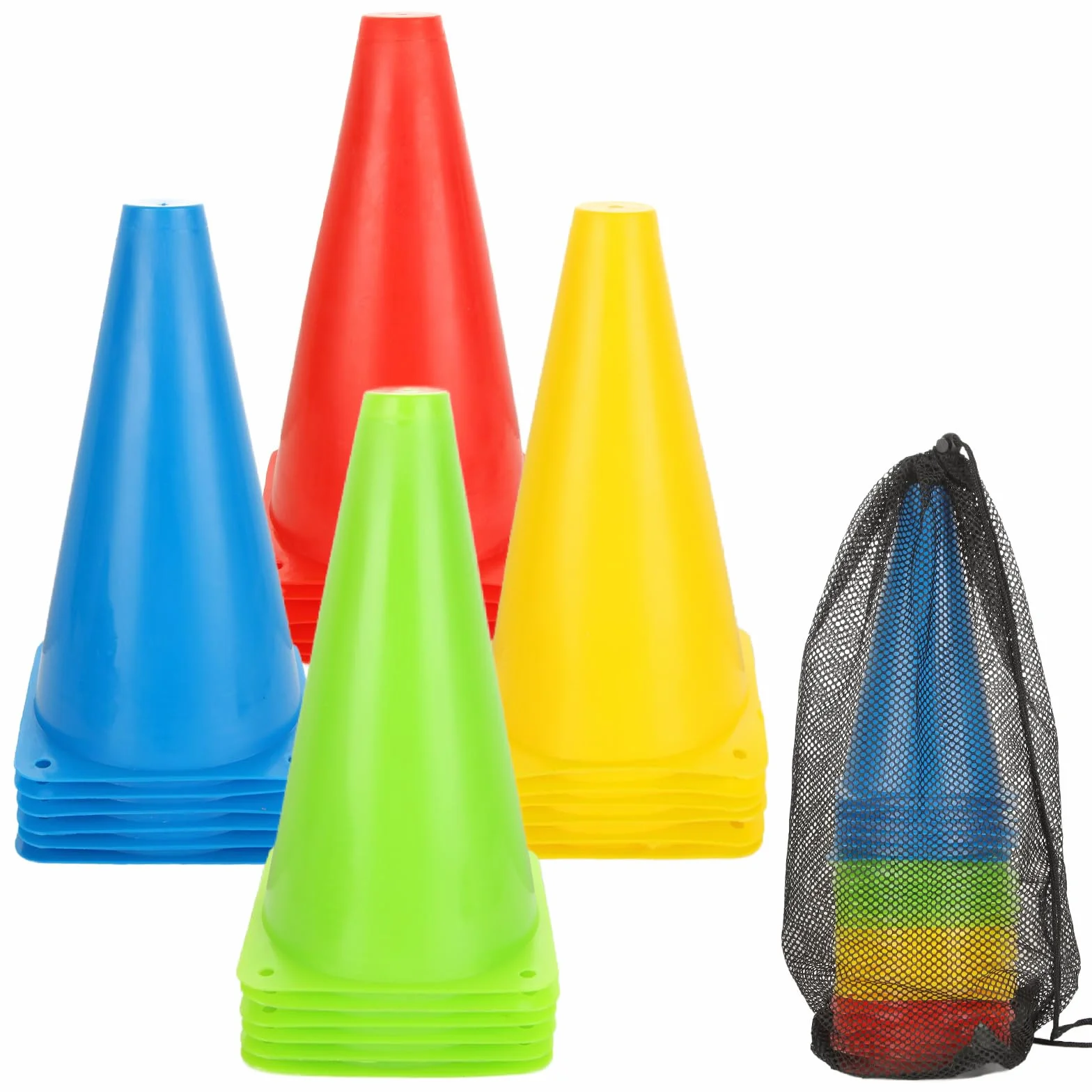 CYEER Lot de 24 Plots de Sport pour Enfants 23cm - Cônes d'Entraînement Multicolores avec Sac de Transport