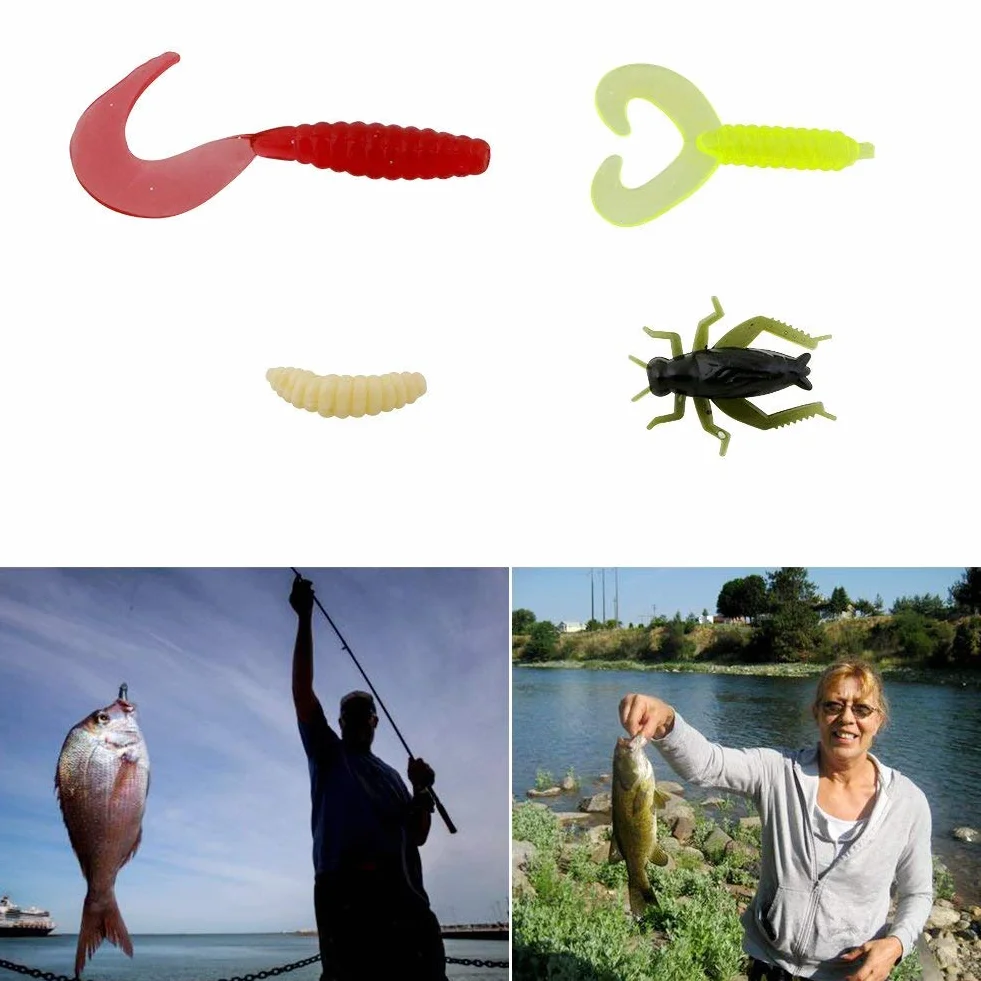 Vicloon Kit d'appâts de Pêche 101pcs - Leurres Durs et Souples avec Boîte