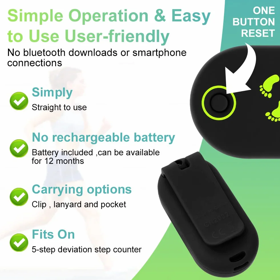 Flintronic Podomètre 3D pour la Marche avec Clip, Compteur de Pas Numérique Portable