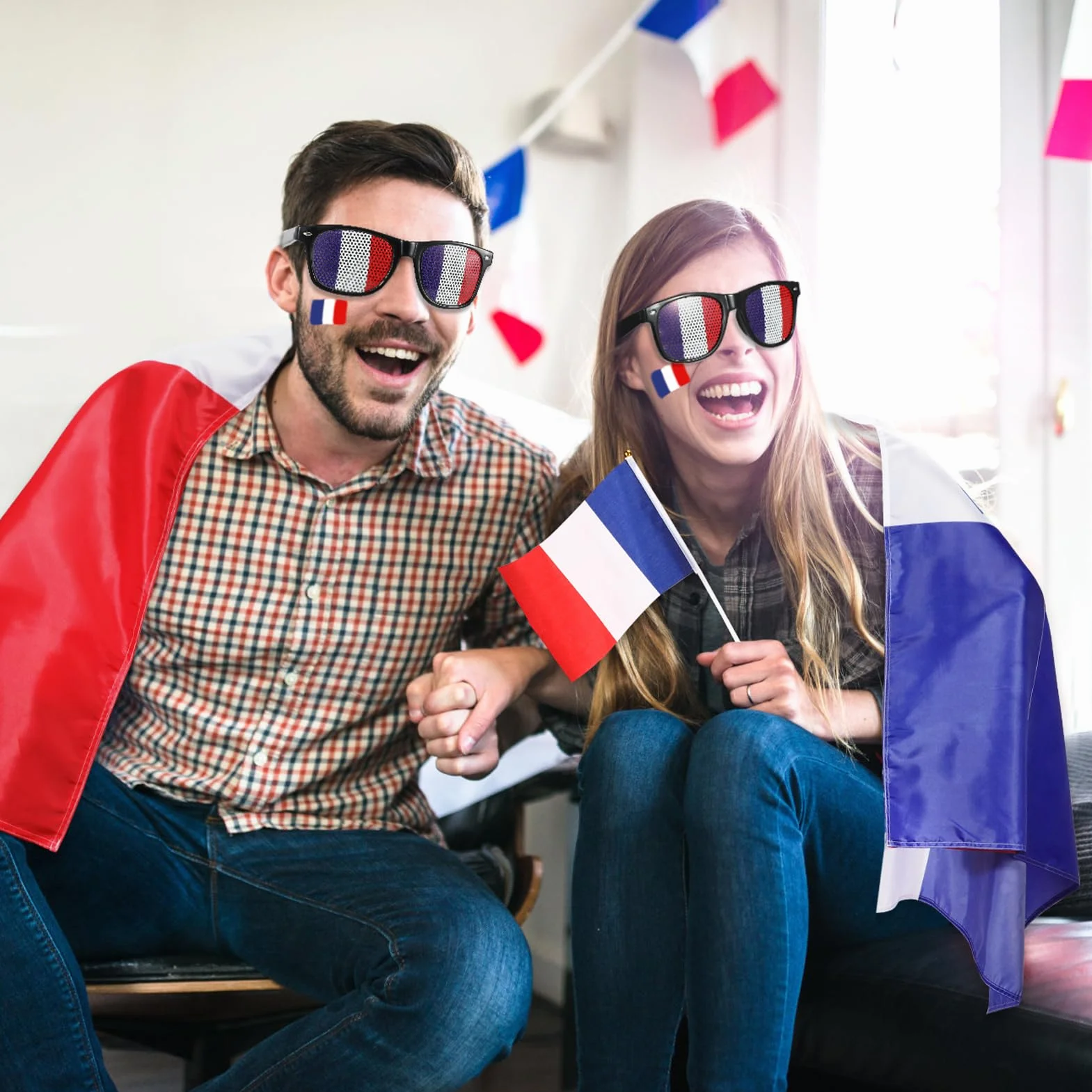 HOWAF Drapeau France Cape Kit Supporter Accessoires Photobooth Décorations Coupe du Monde 2026
