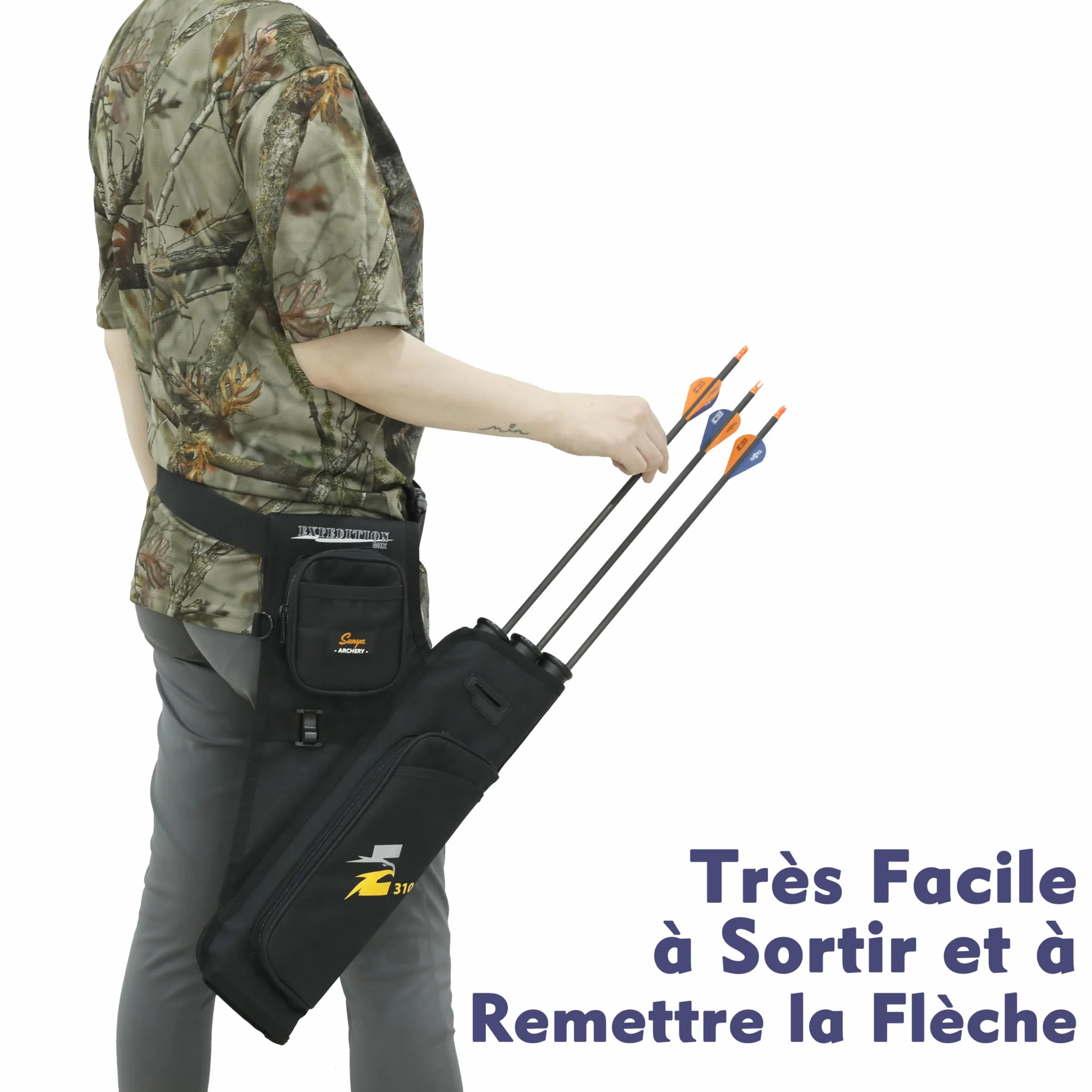 Sunya Carquois de flèche de tir à l'arc avec ceinture en nylon réglable pour arc à poulies et arc classique