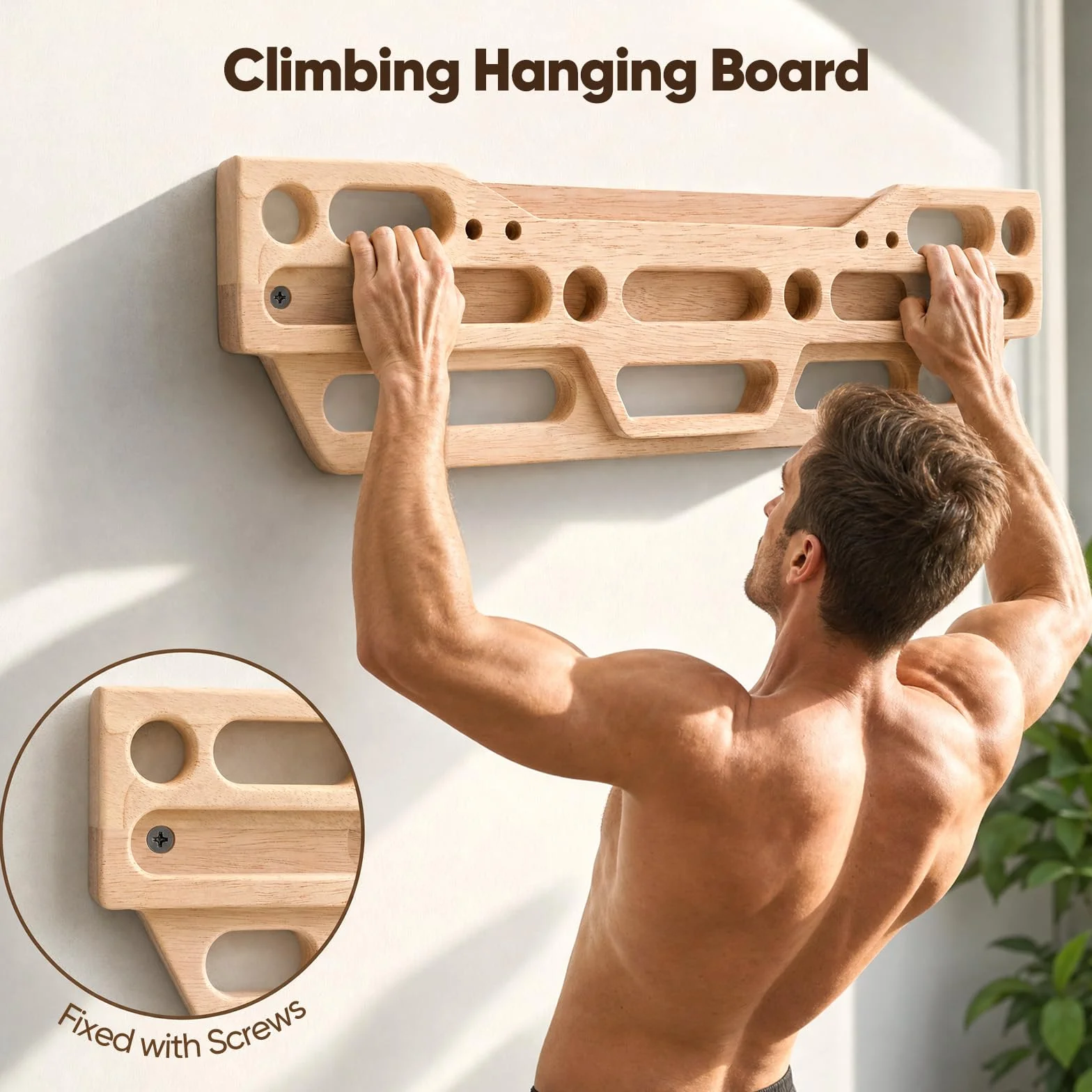 Planche d'escalade en bois avec vis, entraînement pour la maison, amélioration force des doigts et préhension