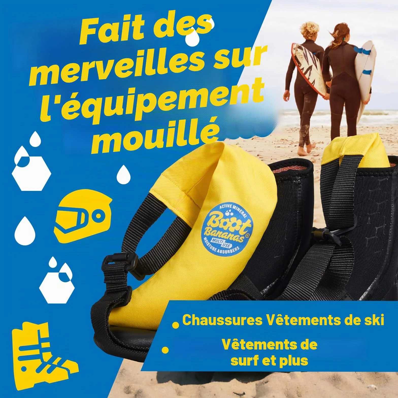 Absorbeurs d'humidité Boot Bananas pour chaussures de ski snowboard vélo moto golf