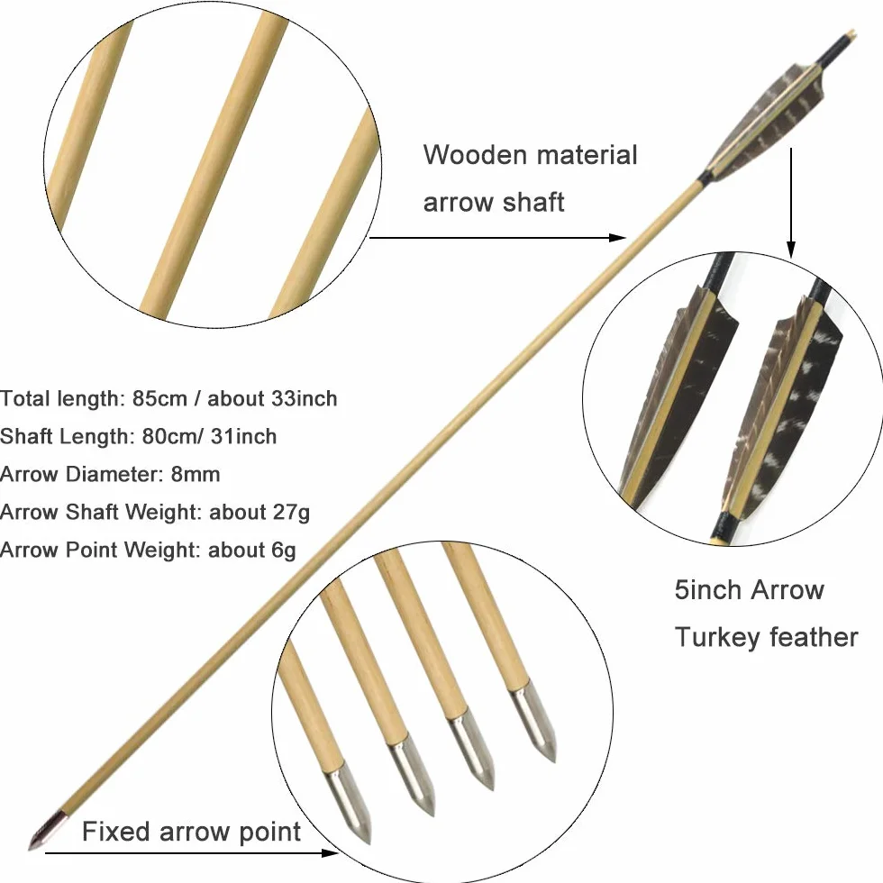 Arc Longbow Traditionnel à la Main 30-40 lbs Arc Recurve Chasse Mongole