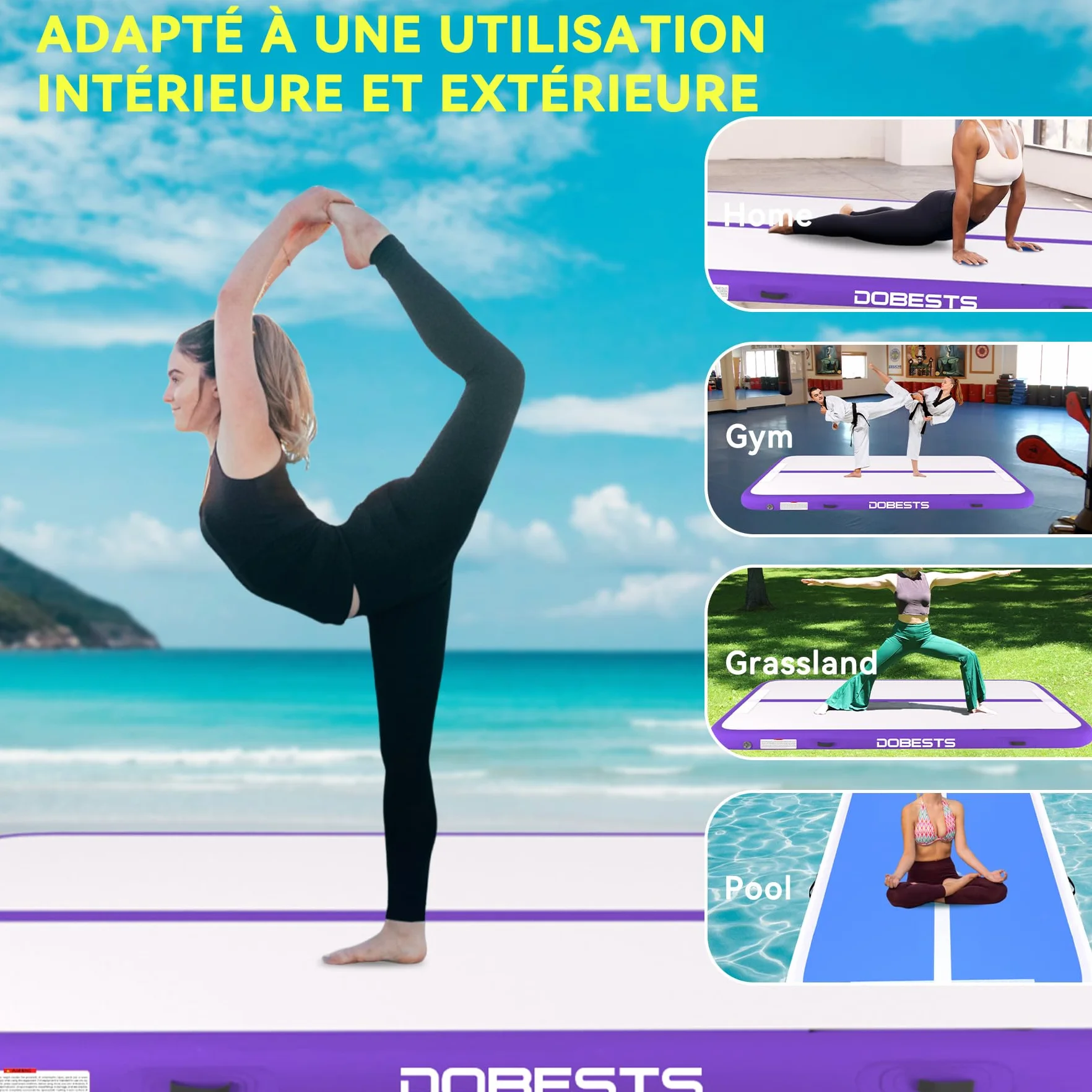DOBESTS Air Track Tapis de Gymnastique Gonflable 10cm 20cm Haut 2m 6m avec Pompe à Air