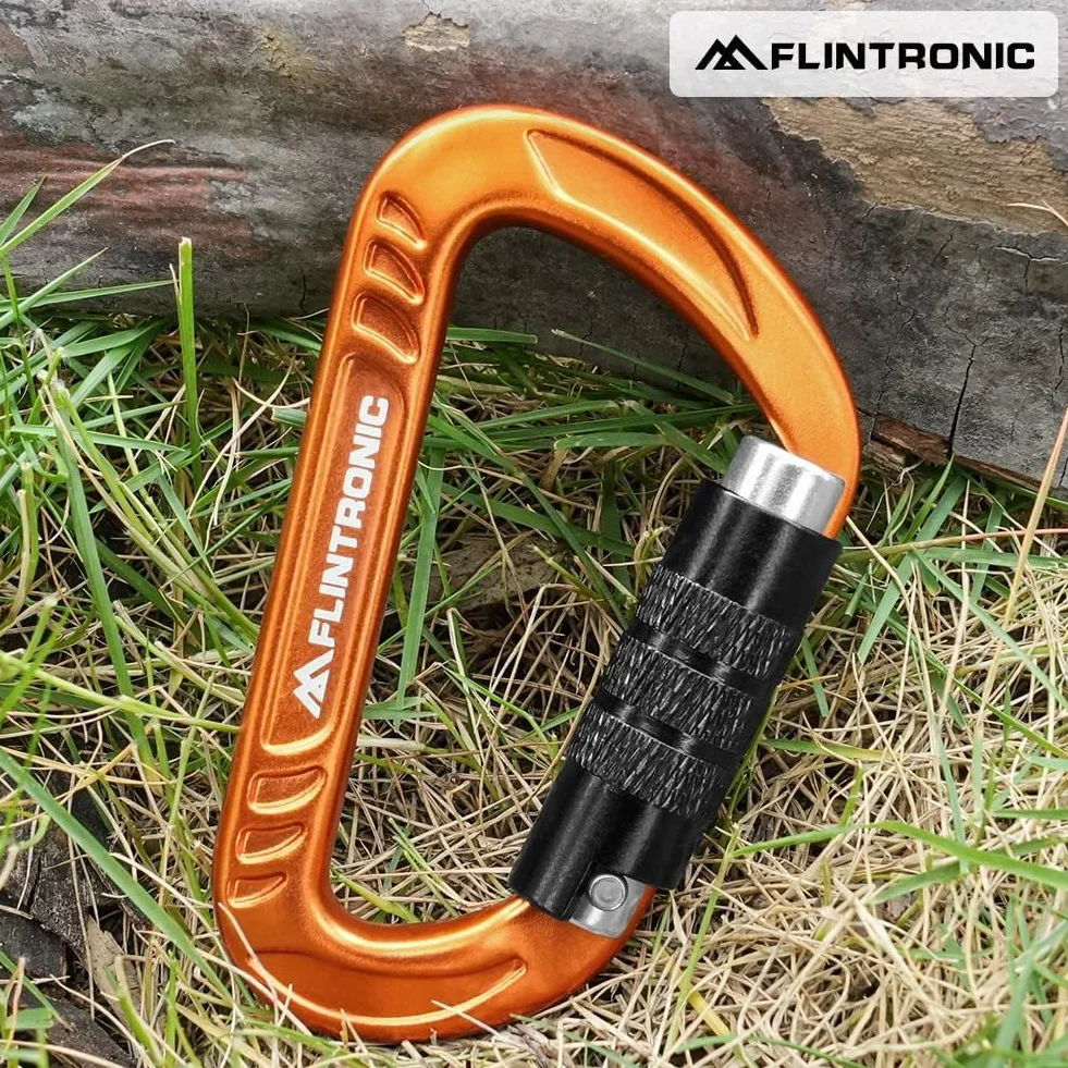Flintronic Mousqueton Verrouillage Alliage d'aluminium Forme D pour Hamac Camping Randonnée
