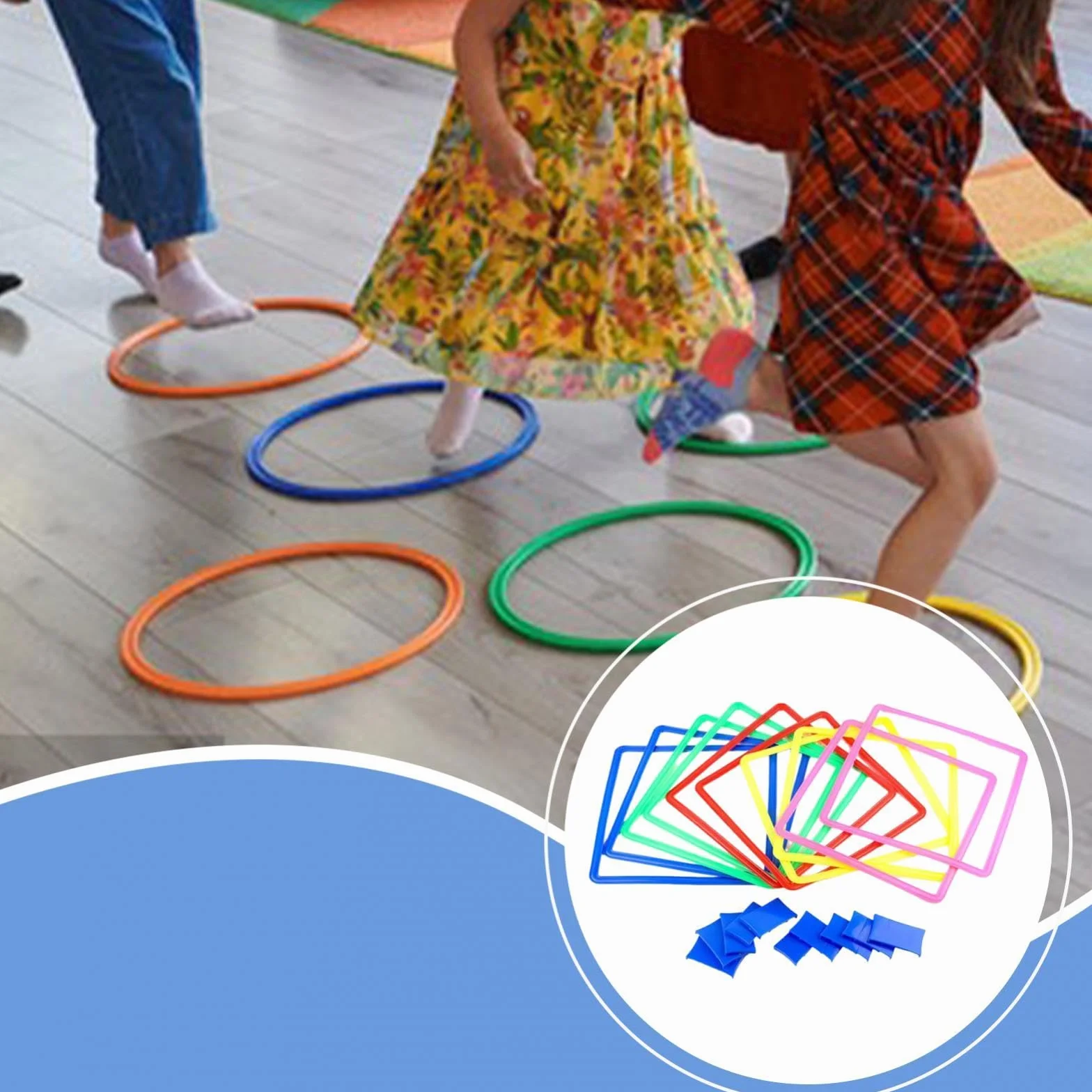 Jeu de Marelle Anneaux d'Agilité Sauts Entraînement Motricité Sac de Rangement PP Résistant Enfants Adultes