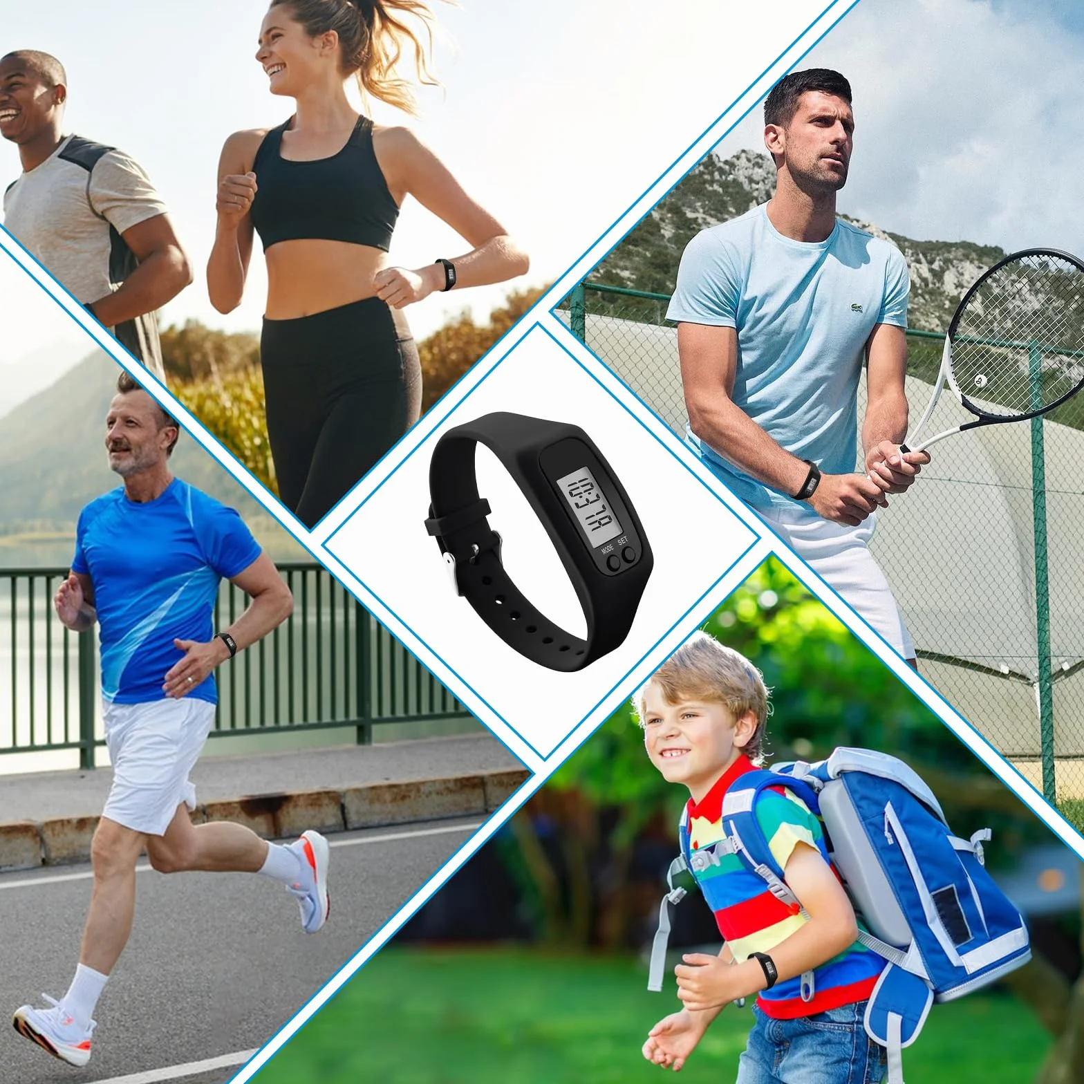 Podomètre Bracelet 3D Compteur de Pas sans Application Marche Fitness