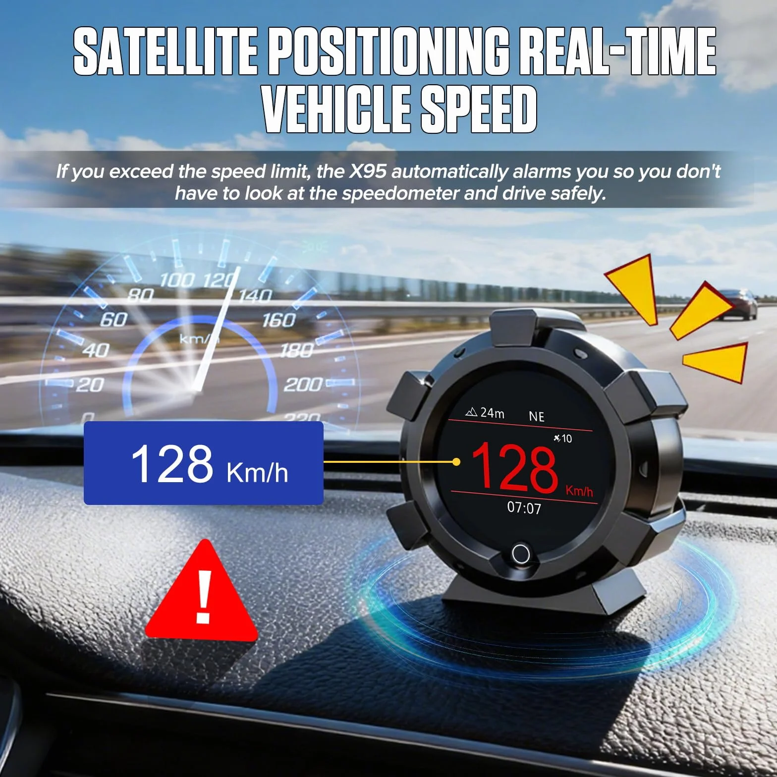 MR CARTOOL X95 GPS Speedomètre Numérique MPH Inclinomètre Jauge de Pente Affichage Tête Haute Automobile