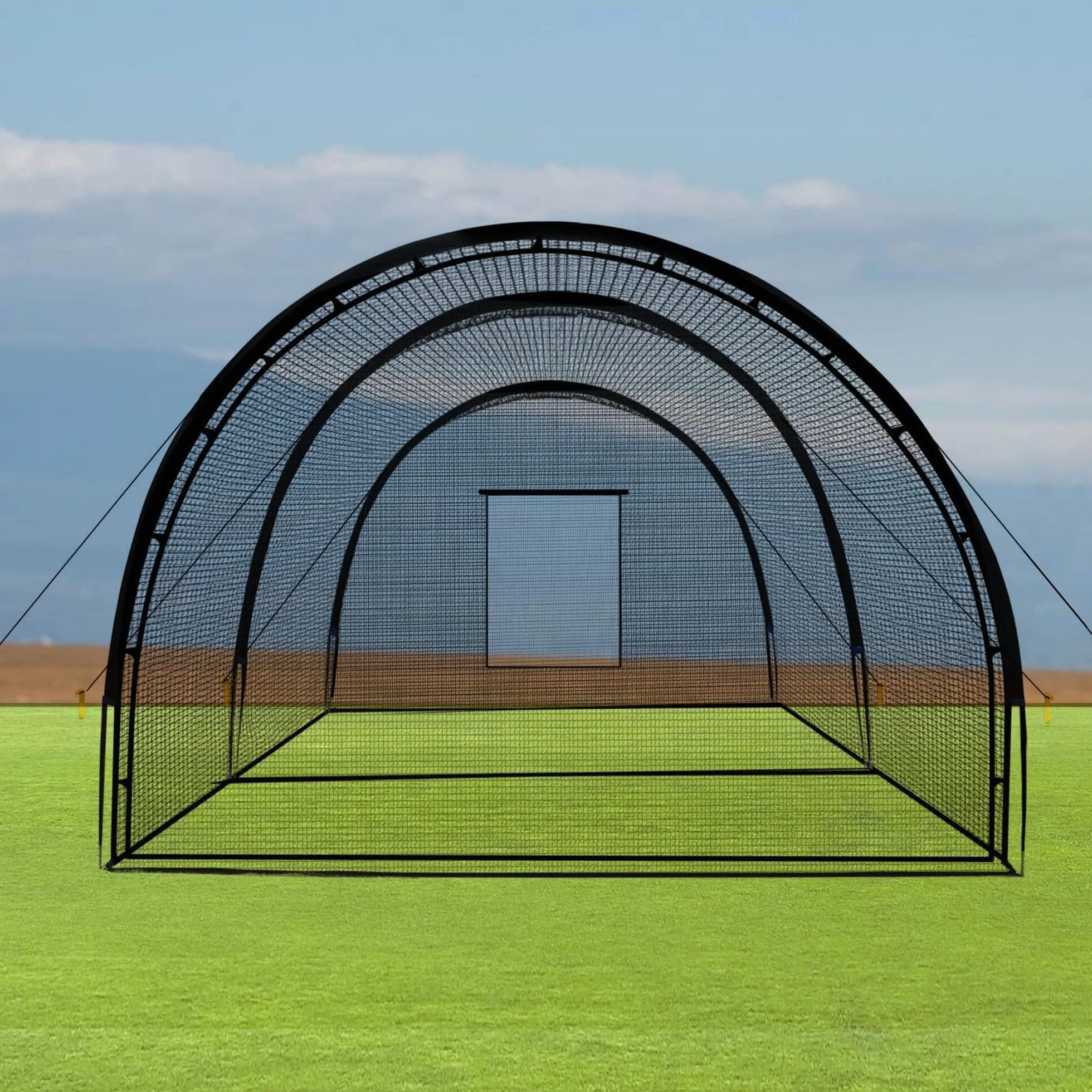 GarveeLife Filet de Cage de Baseball 10 x 3,65 x 2,4 m Portable avec Trou et Ouverture de Machine à Pitching
