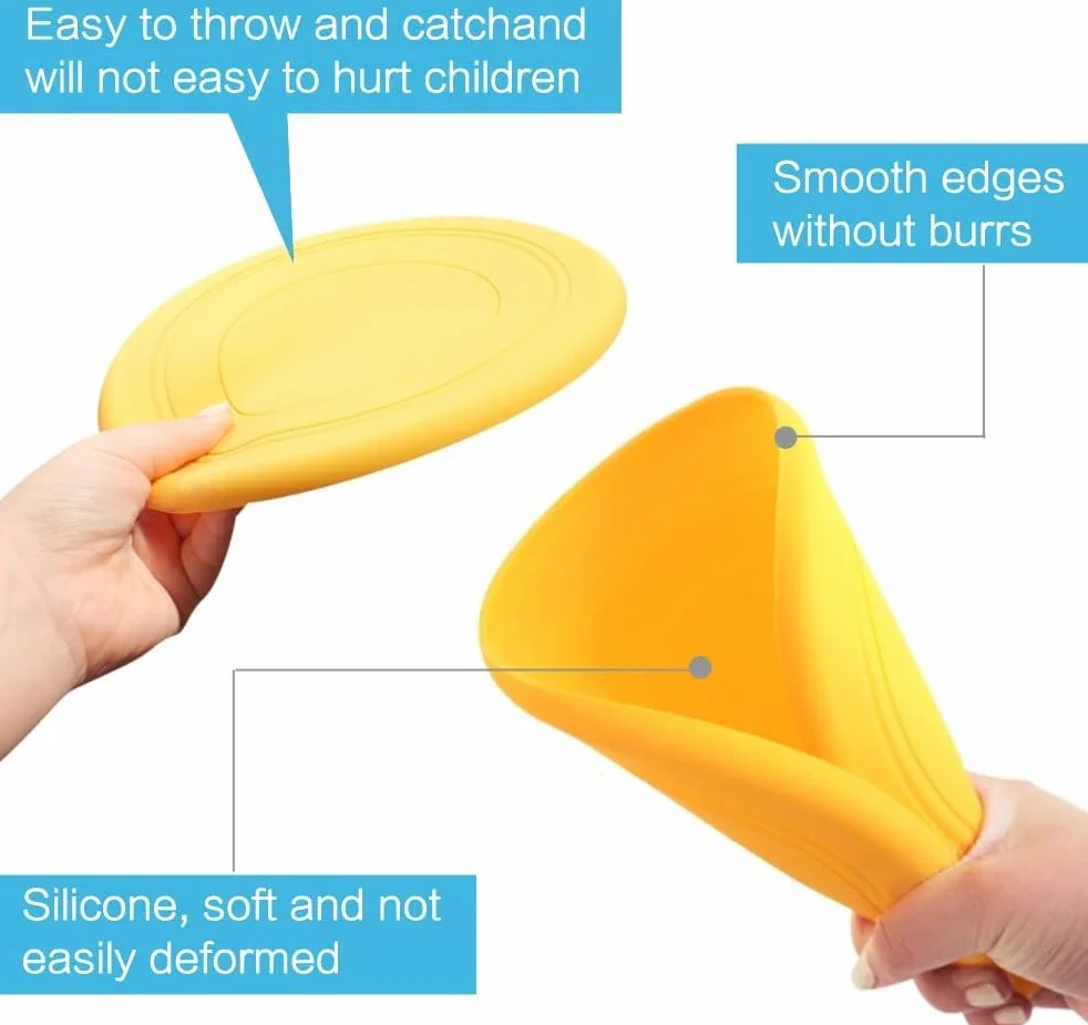 Disques Volants Non Glissant Soft Silicone Toy Outdoor Sport 2 Pcs Jaune Orange