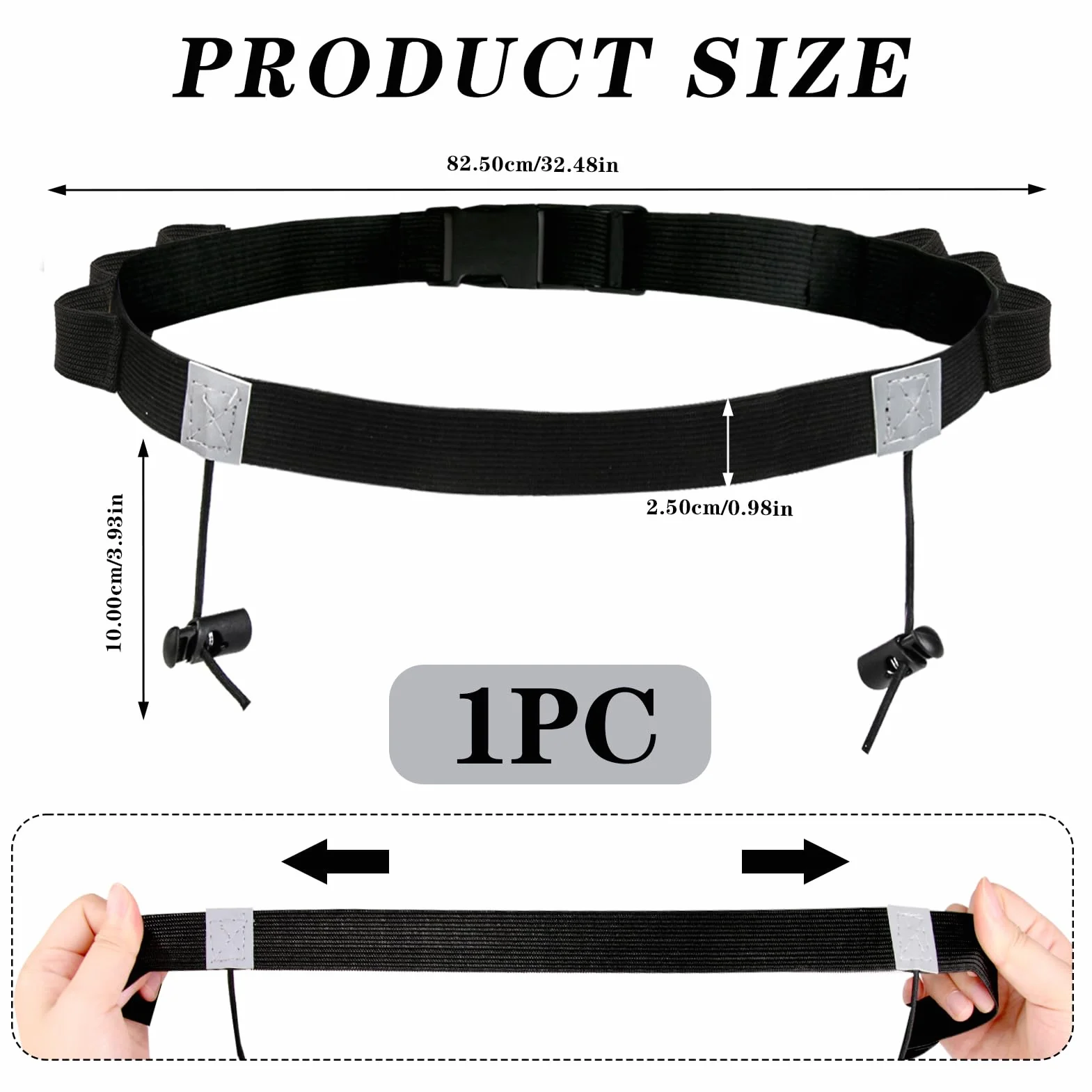 Ceinture Porte Dossard Running pour Course à Pied, Triathlon et Cyclisme - Ajustable sans Épingles (Noir)