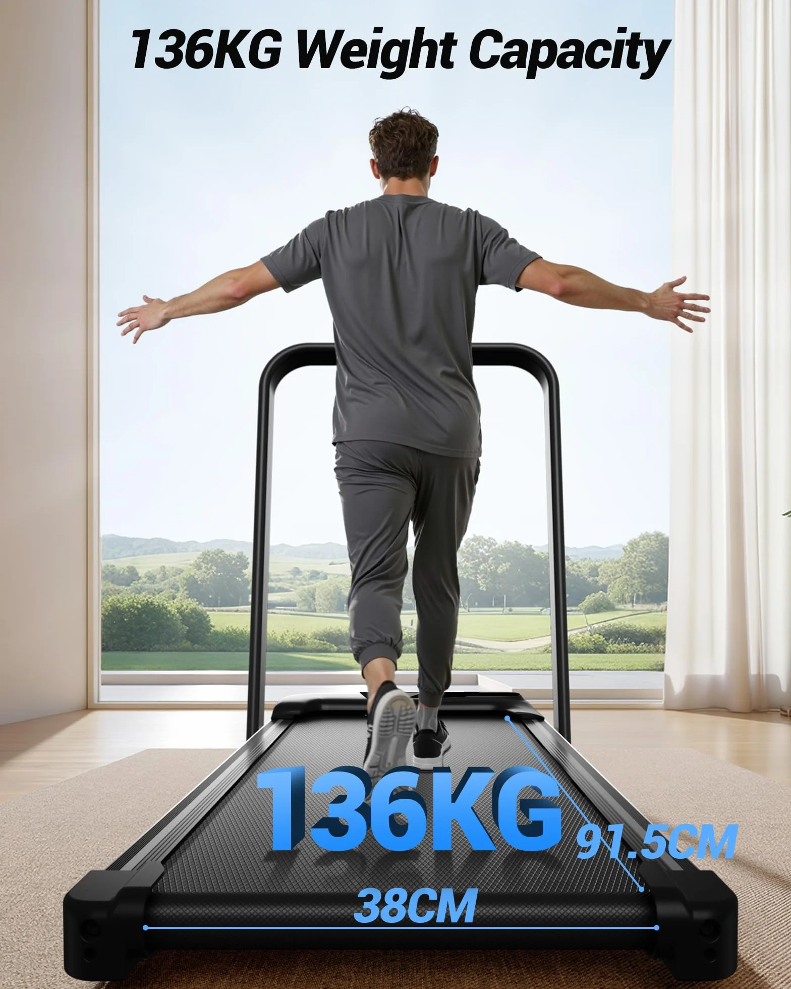 UMAY Tapis de Course Pliable Inclinable 15% Walking Pad Moteur Silencieux Charge Max 136KG