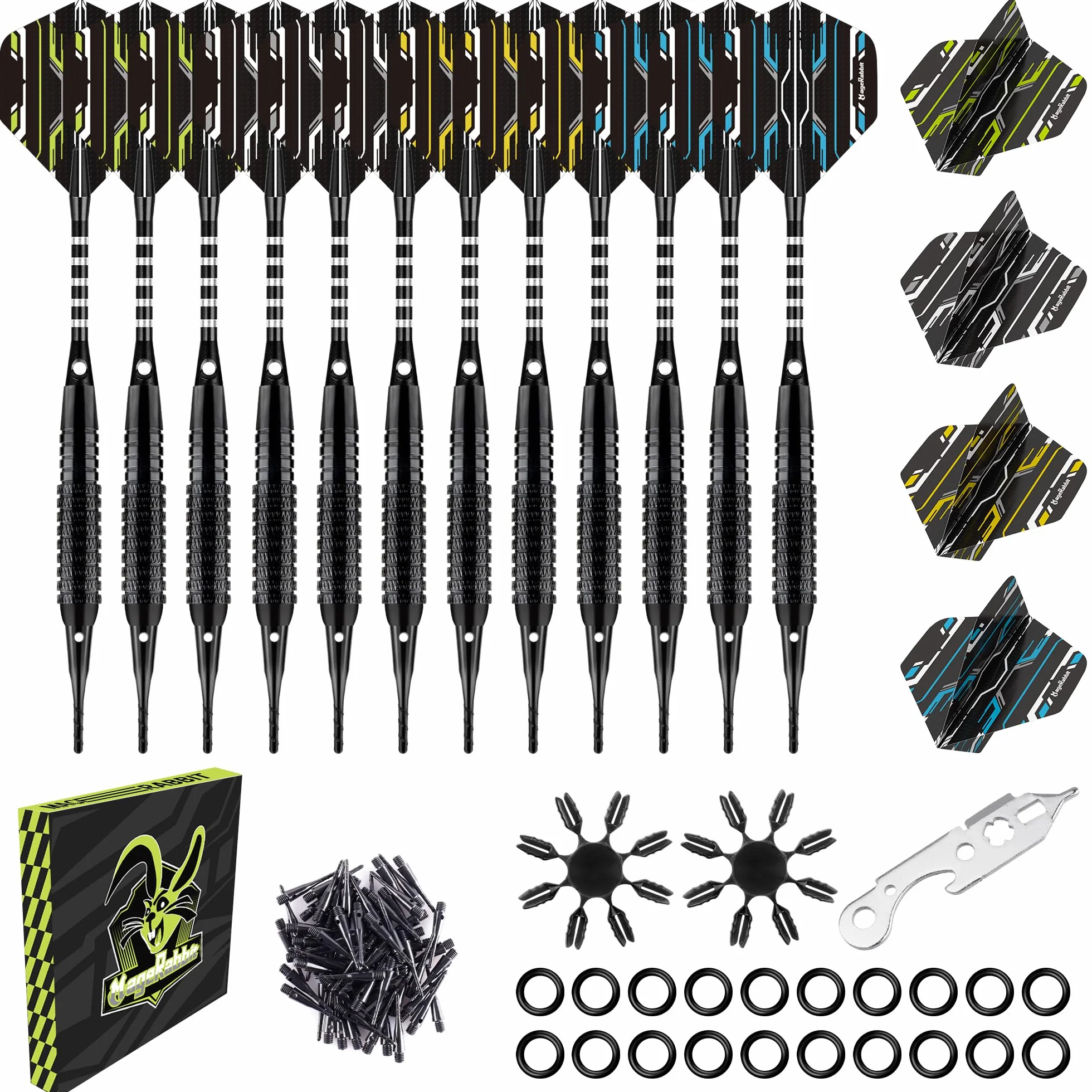 Fléchettes à pointe en plastique 18 g Lot de 12 avec 50 pointes supplémentaires