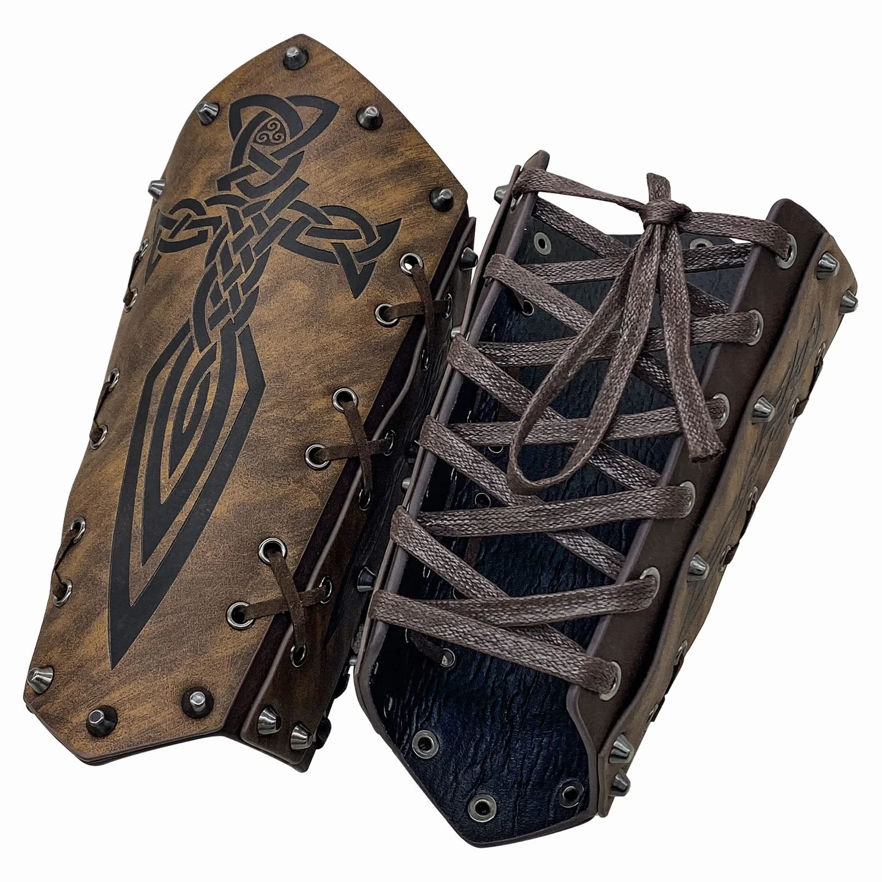 Bracelets Viking pour Homme, Gantelets Médiévaux en Faux Cuir, Vambrace Rétro pour LARP Cosplay