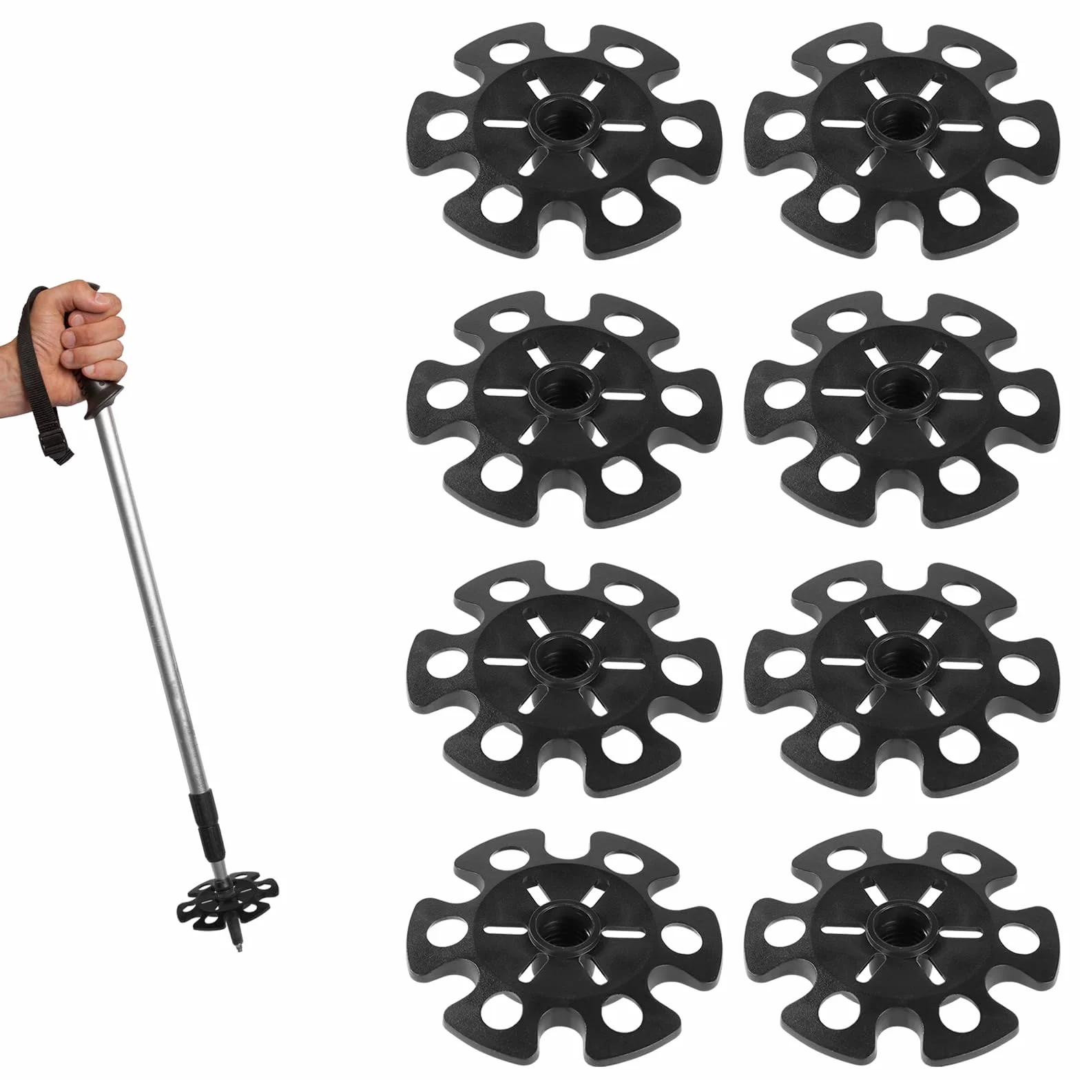 Paniers à Neige pour Bâtons de Randonnée 8pcs Noir Classique Sports d'hiver