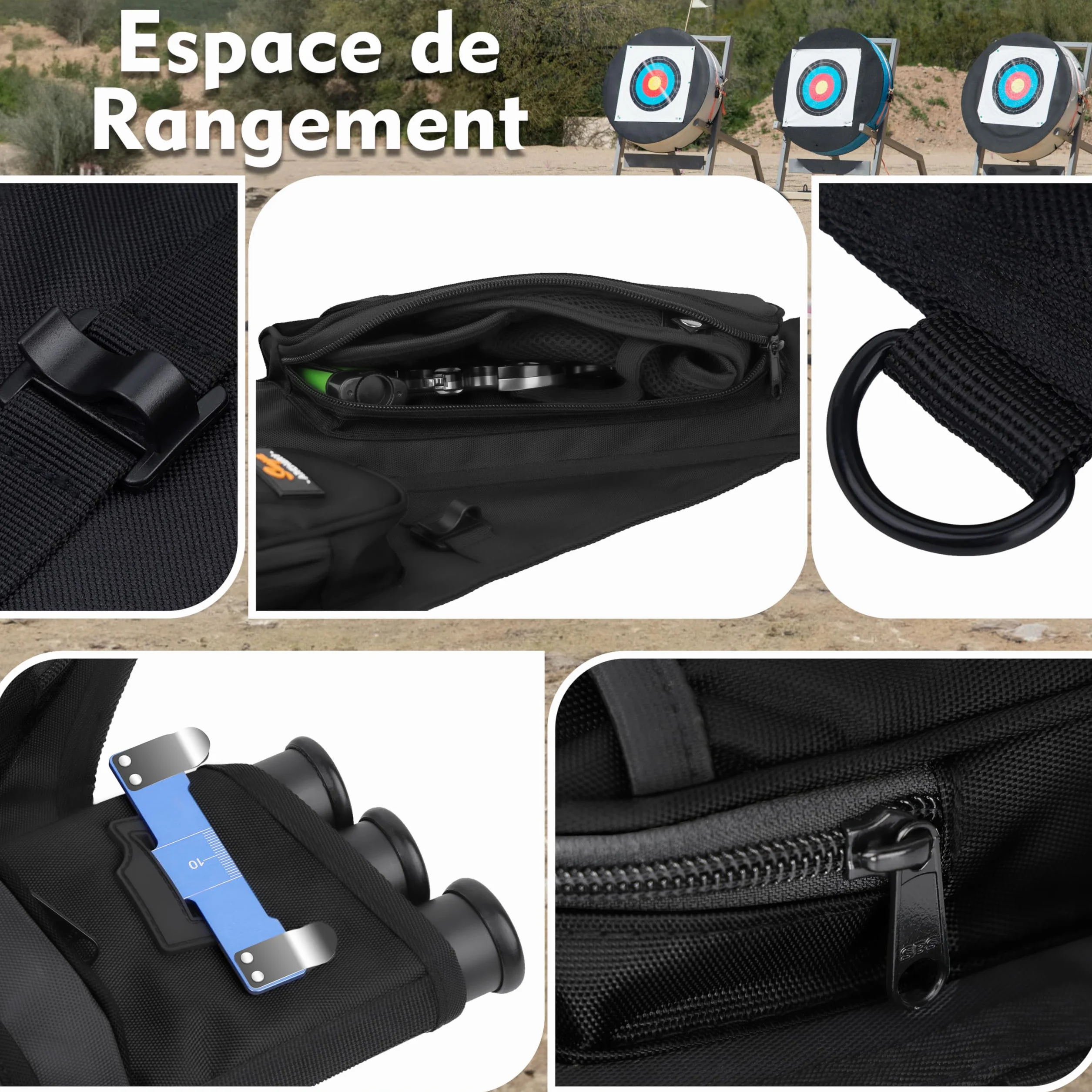 Sunya Carquois de flèche de tir à l'arc avec ceinture en nylon réglable pour arc à poulies et arc classique