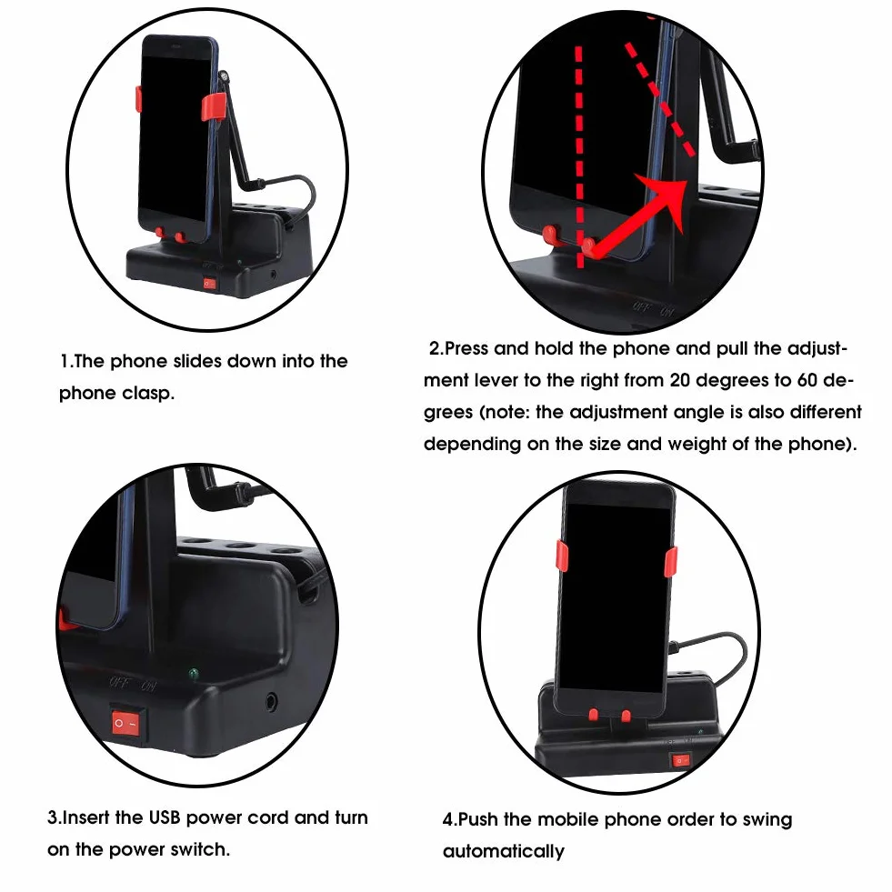 Shaker Automatique pour Téléphone Portable, Compteur de Pas, Podomètre, Balançoire Gauche-Droite – Rouge