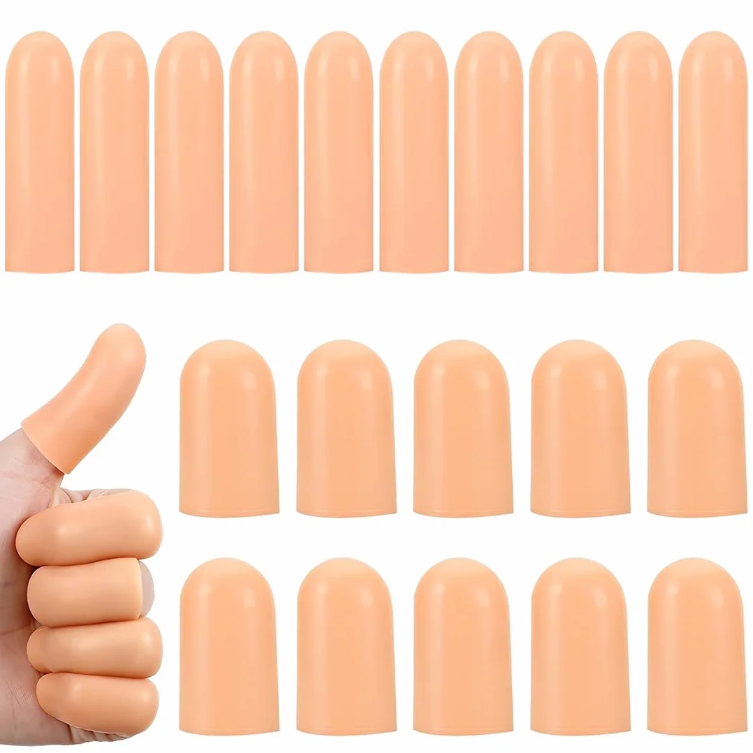 20 Pièces protège doigt en silicone, Protection du pouce et des doigts imperméables, Couleur chair