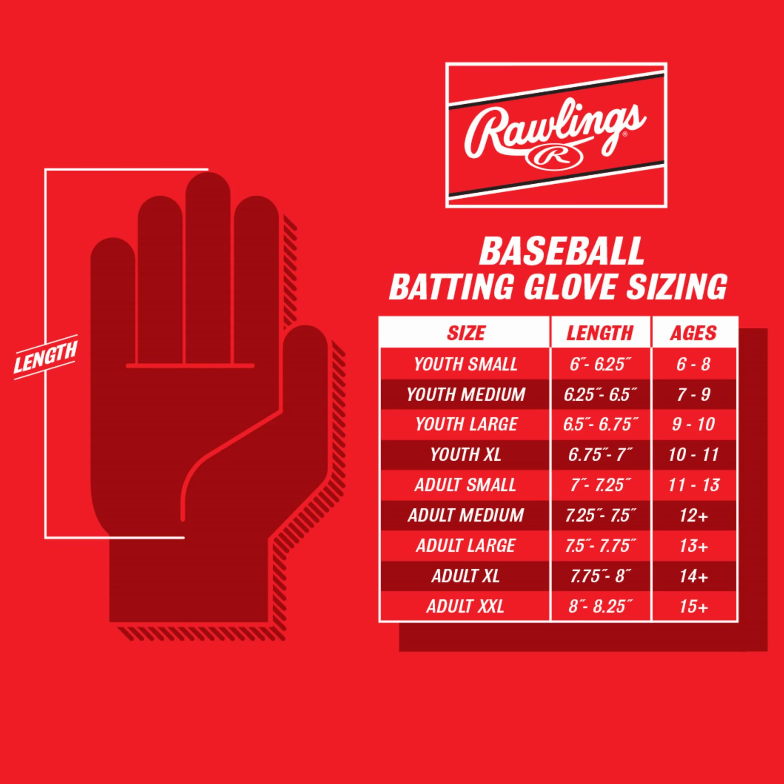 Rawlings Gants de Batteur de Baseball Workhorse Tailles Adultes Plusieurs Couleurs