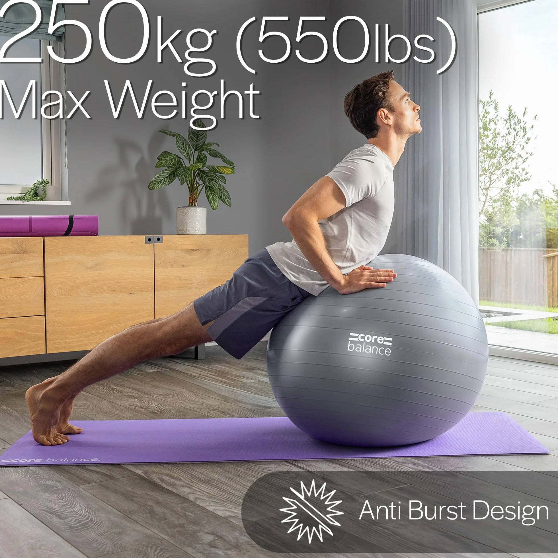 Ballon d’Exercices Gymnastique Fitness Yoga Grossesse Antidérapant Anti-Éclatement 55cm 65cm 75cm 85cm avec Pompe